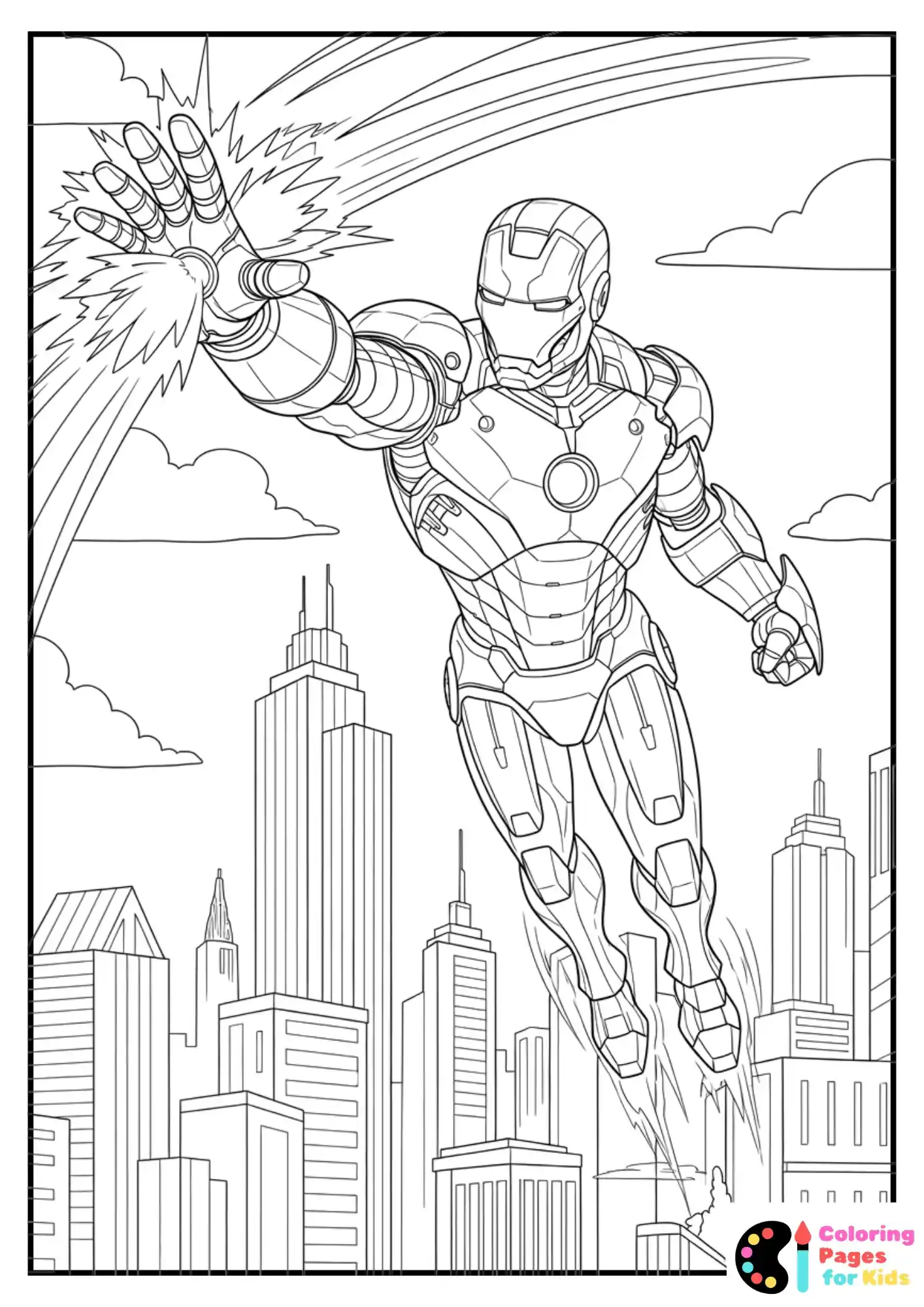 iron man flying coloring page