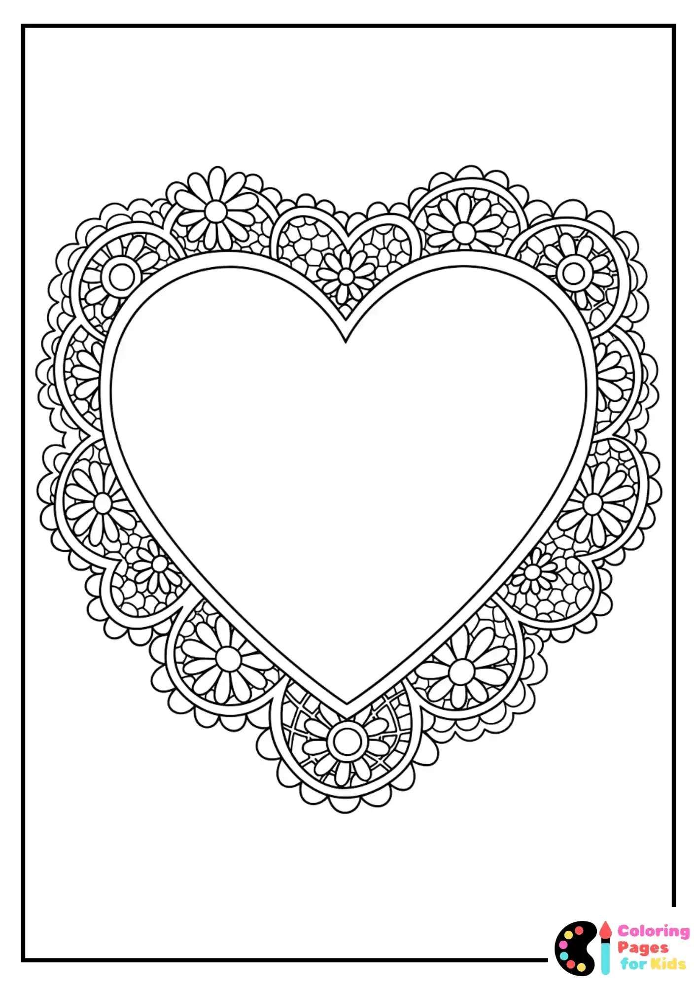 lace doily heart coloring page