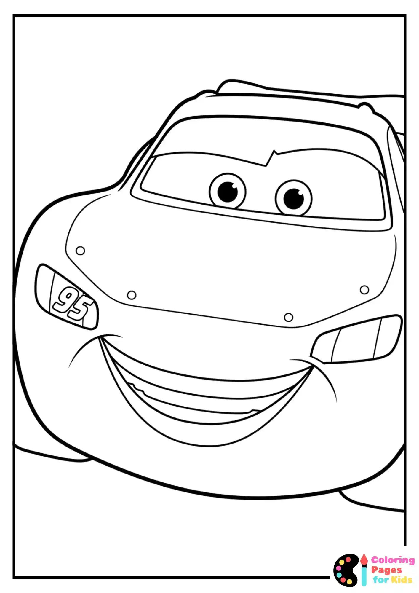 lightning mcqueen smiling coloring page