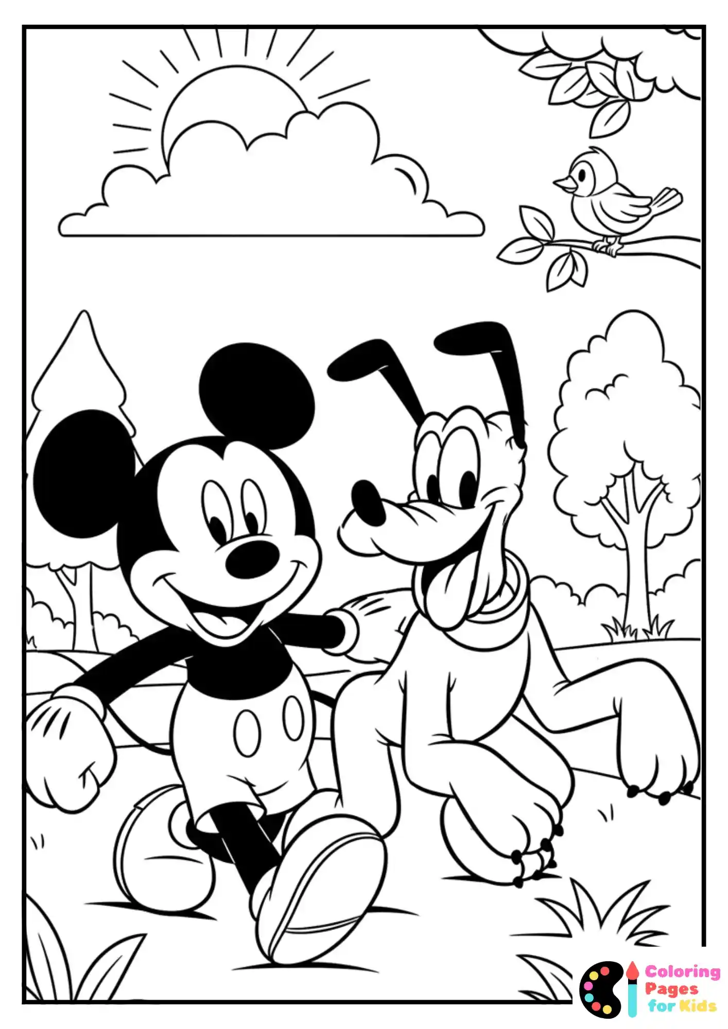 mickey mouse and pluto playing