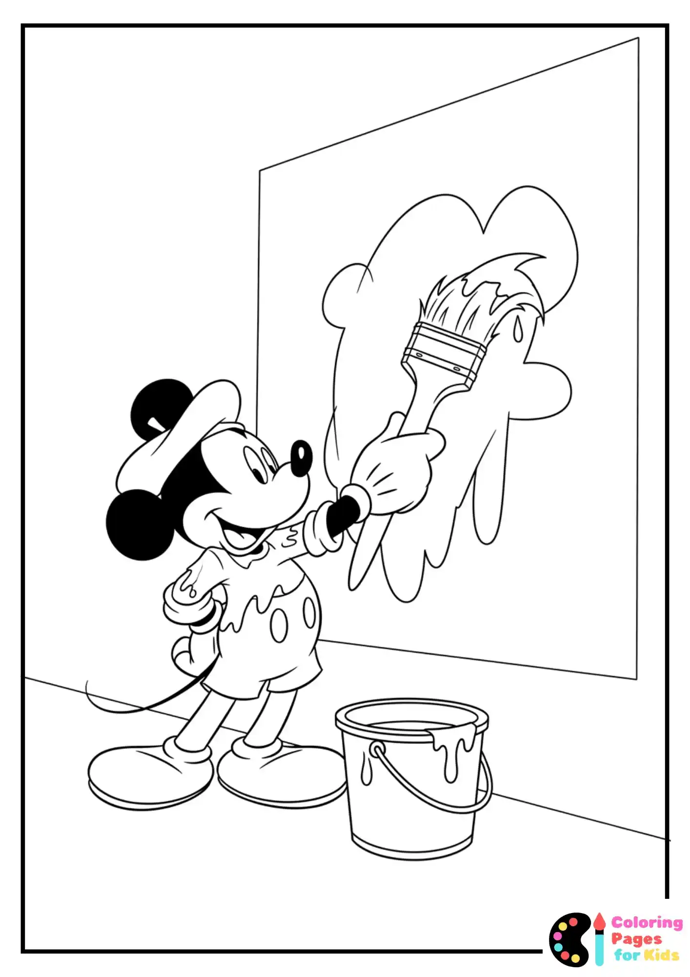 mickey mouse artist painting wall
