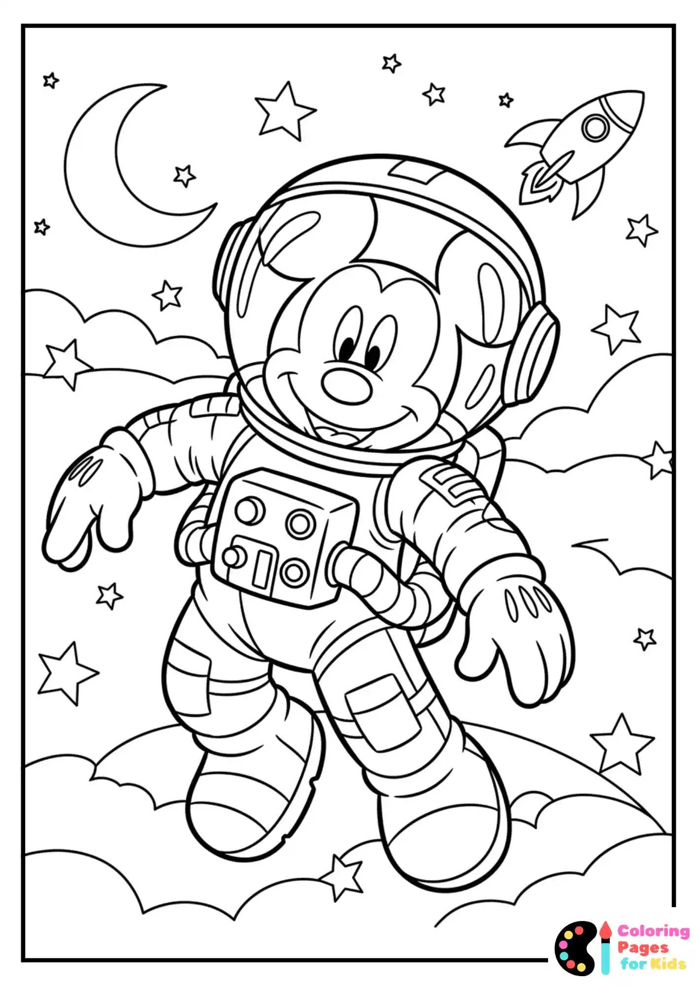 mickey mouse astronaut coloring page