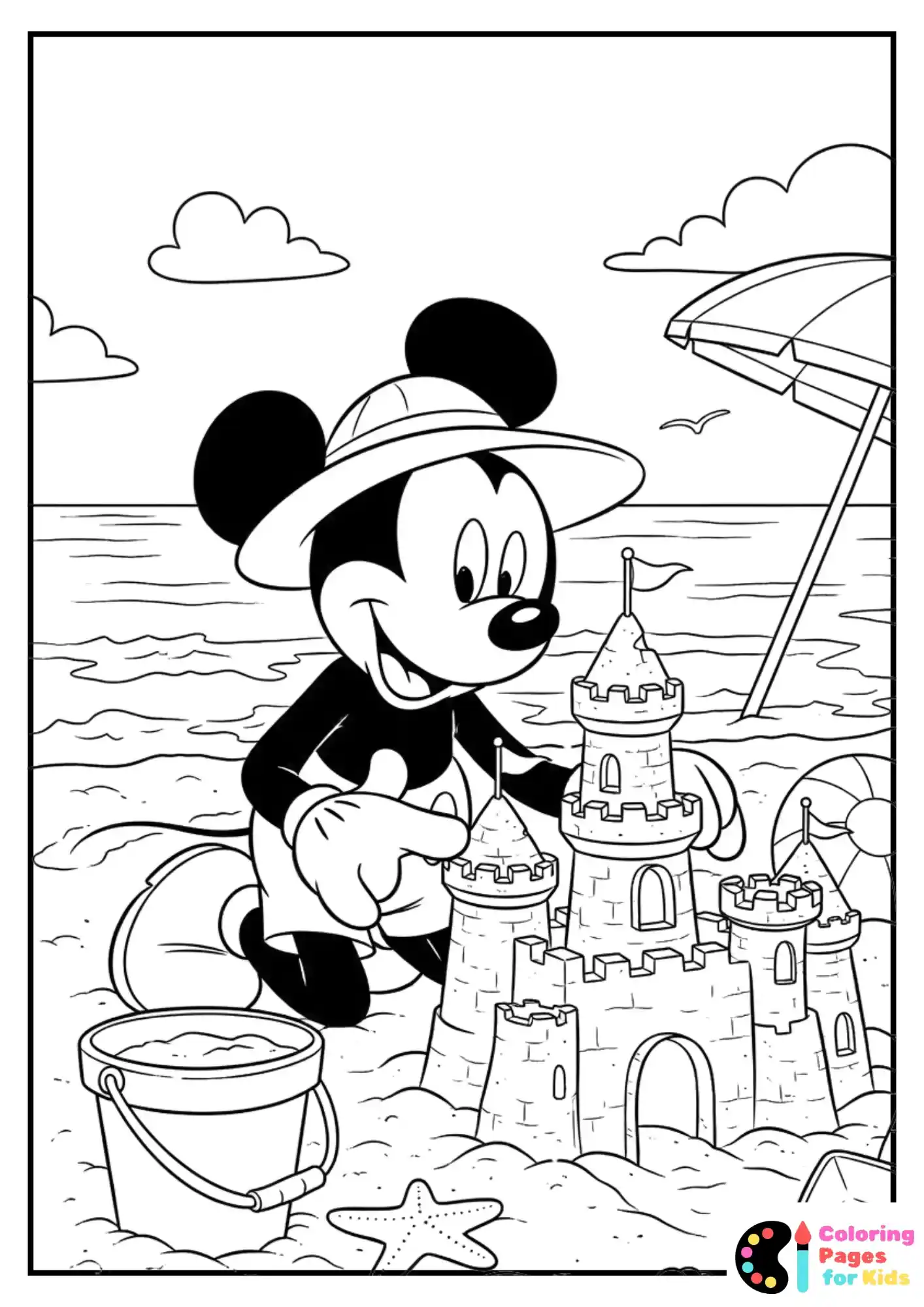 mickey mouse building sandcastle