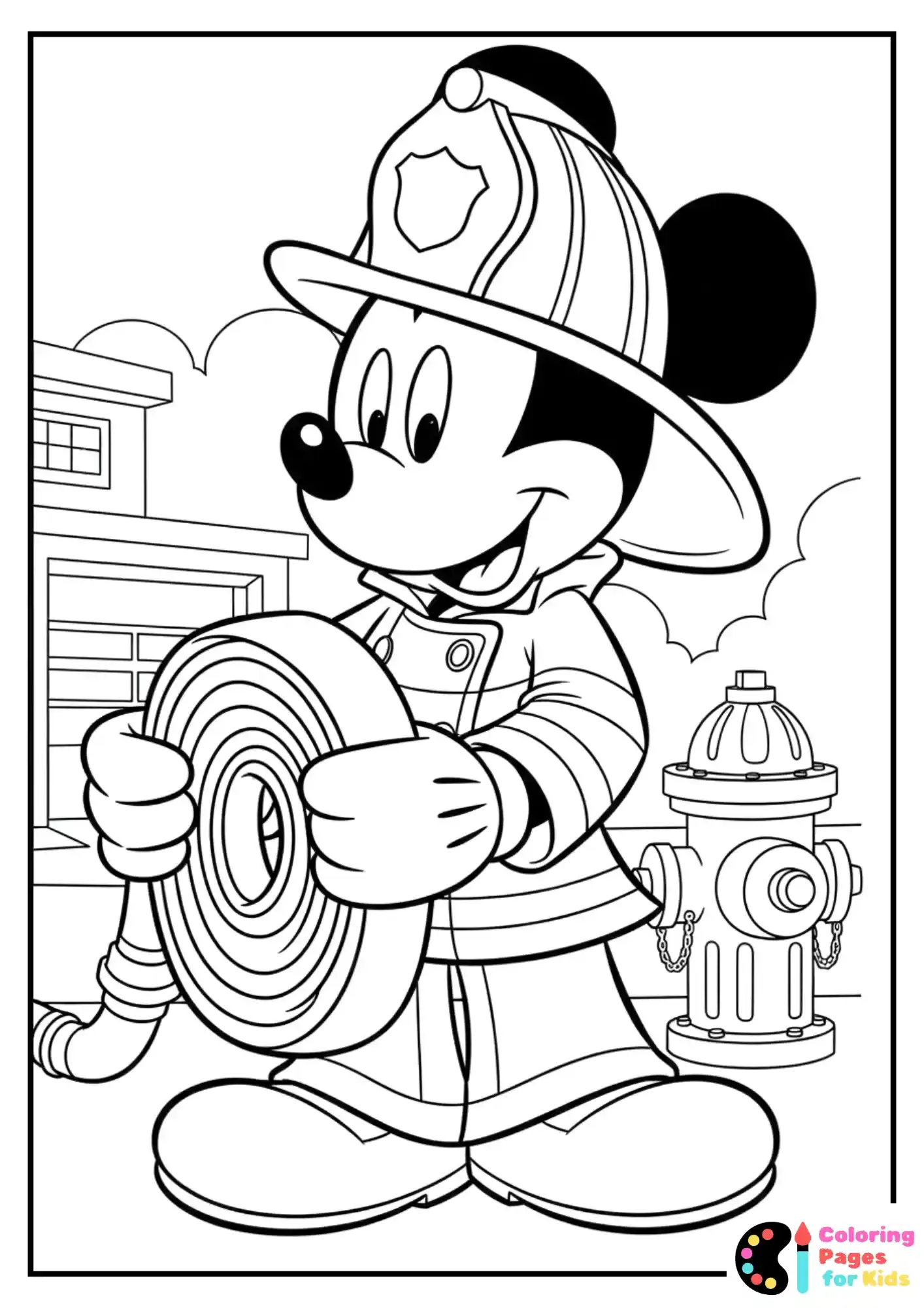 mickey mouse firefighter coloring sheet