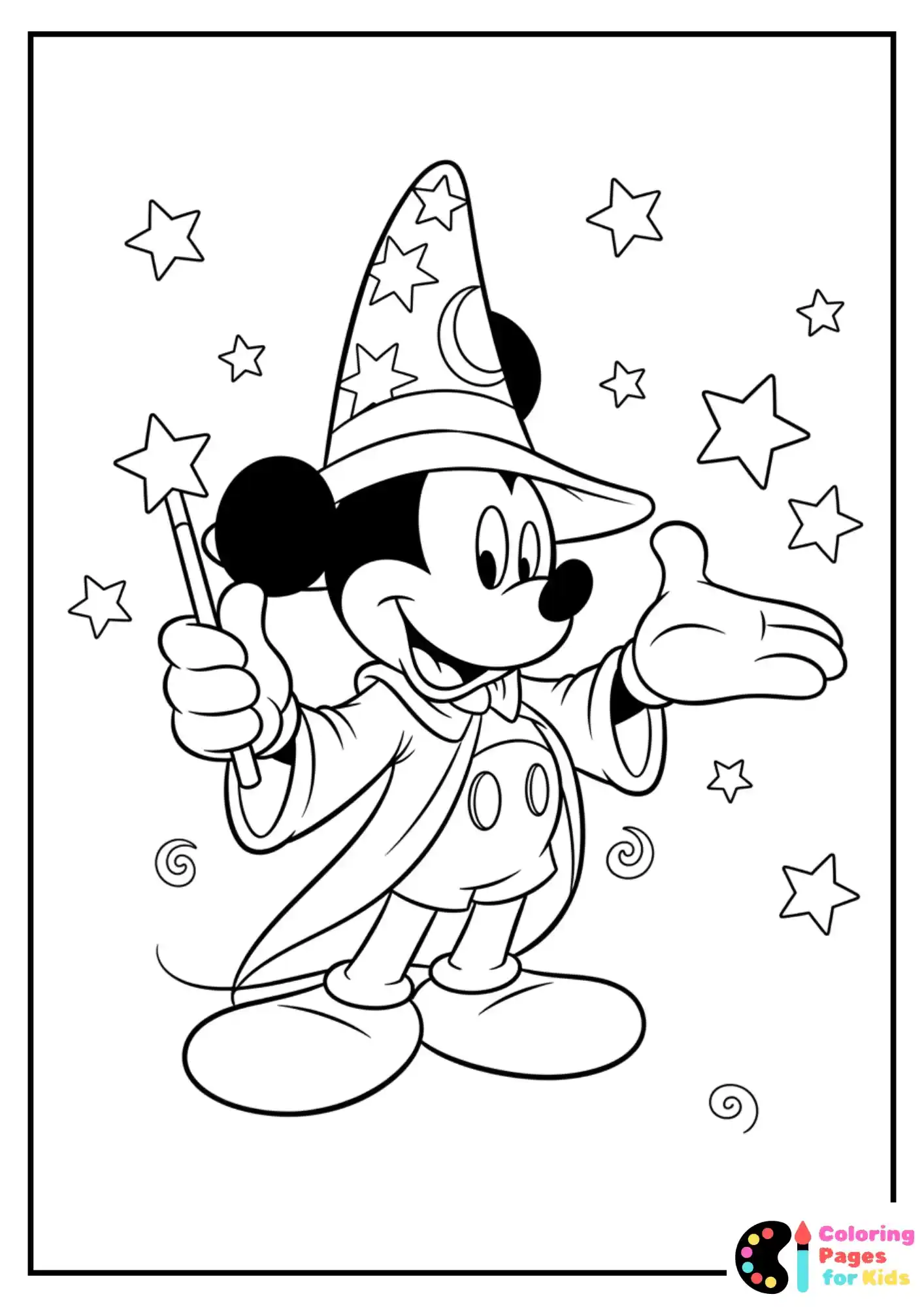 mickey mouse magician coloring page
