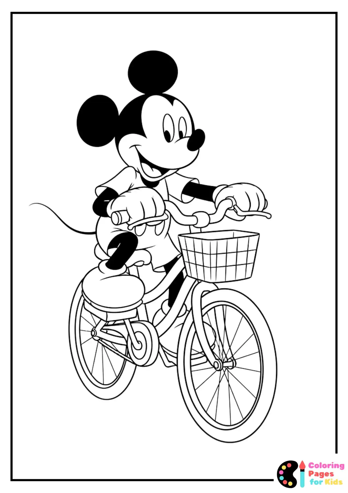 mickey mouse riding bicycle