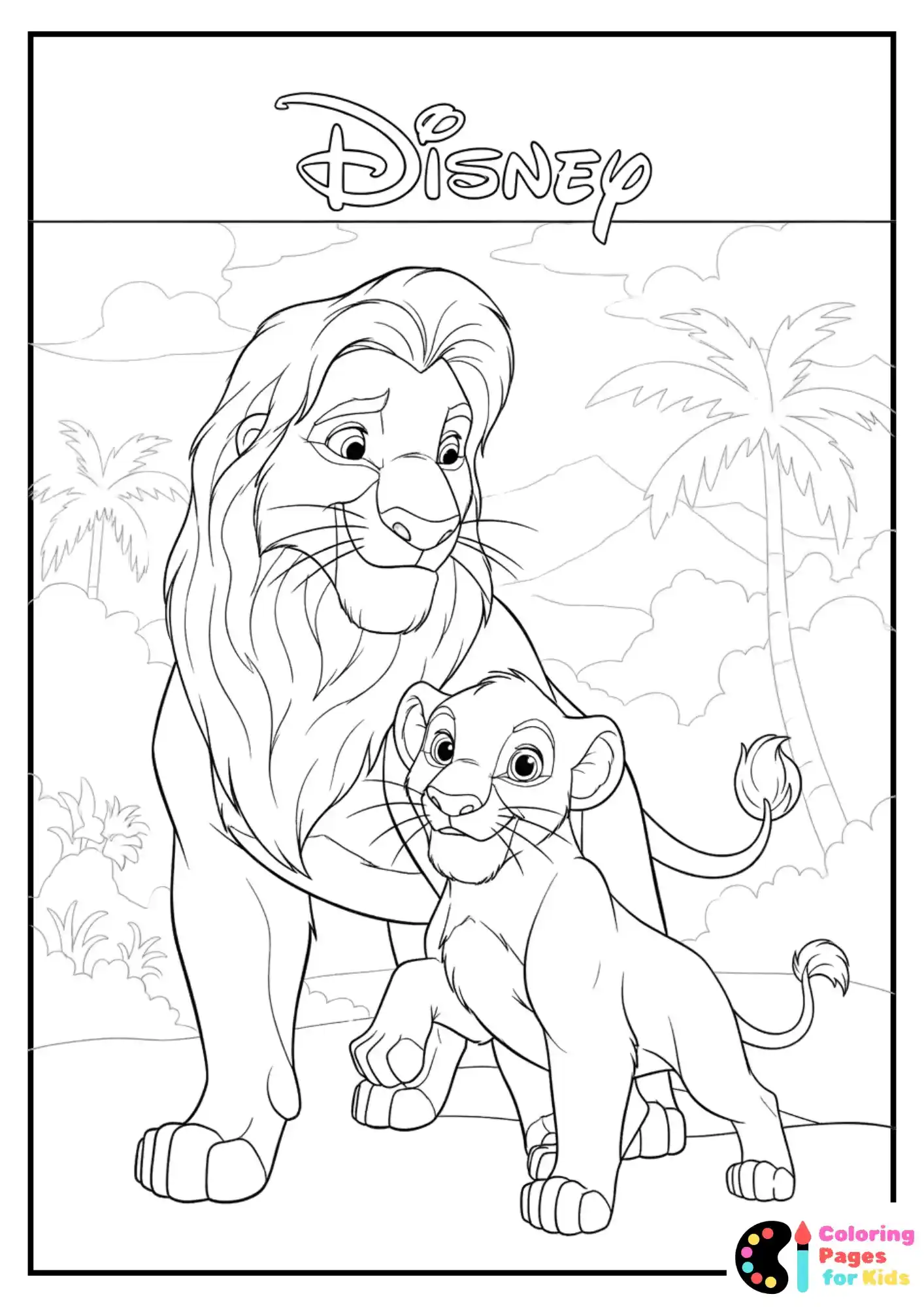 mufasa and simba together coloring page