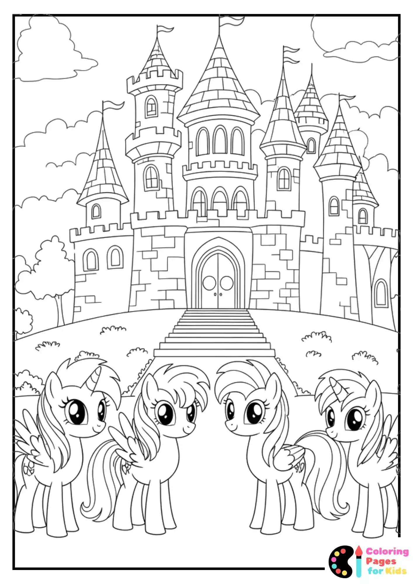 my little pony castle coloring page