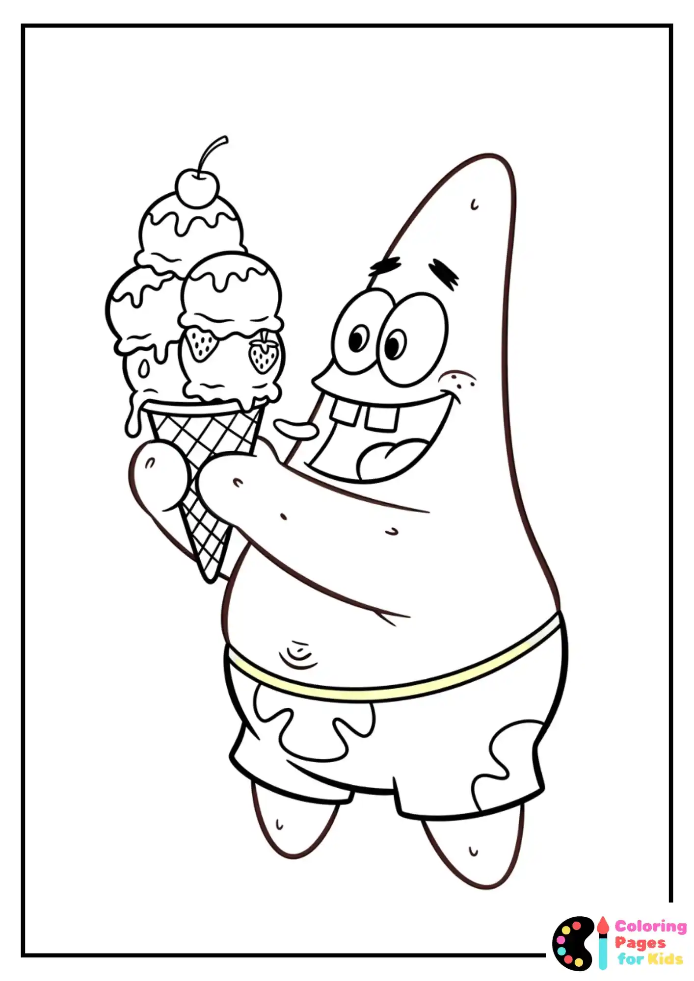 patrick eating ice cream coloring sheet