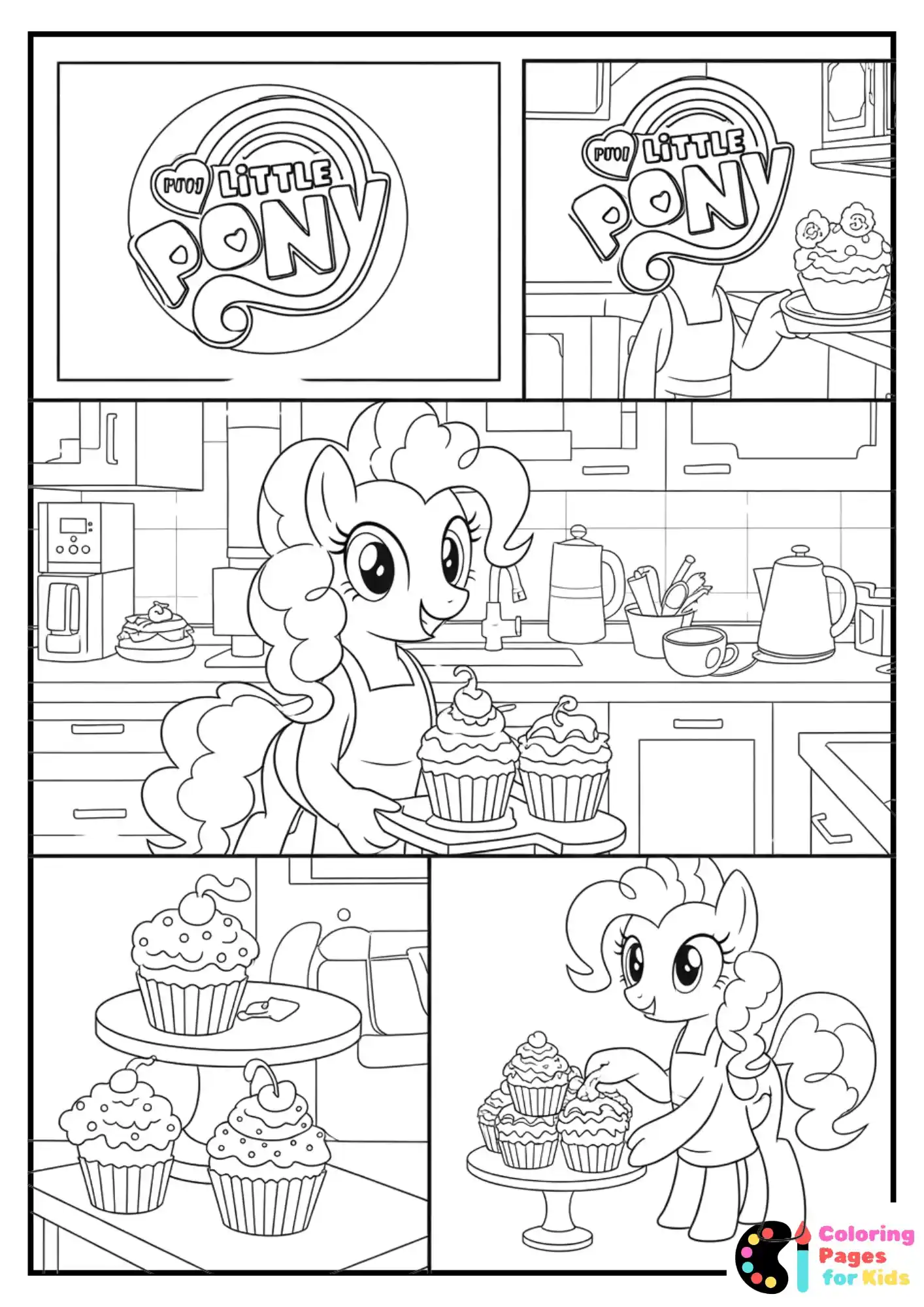 pinkie pie baking cupcakes coloring sheet