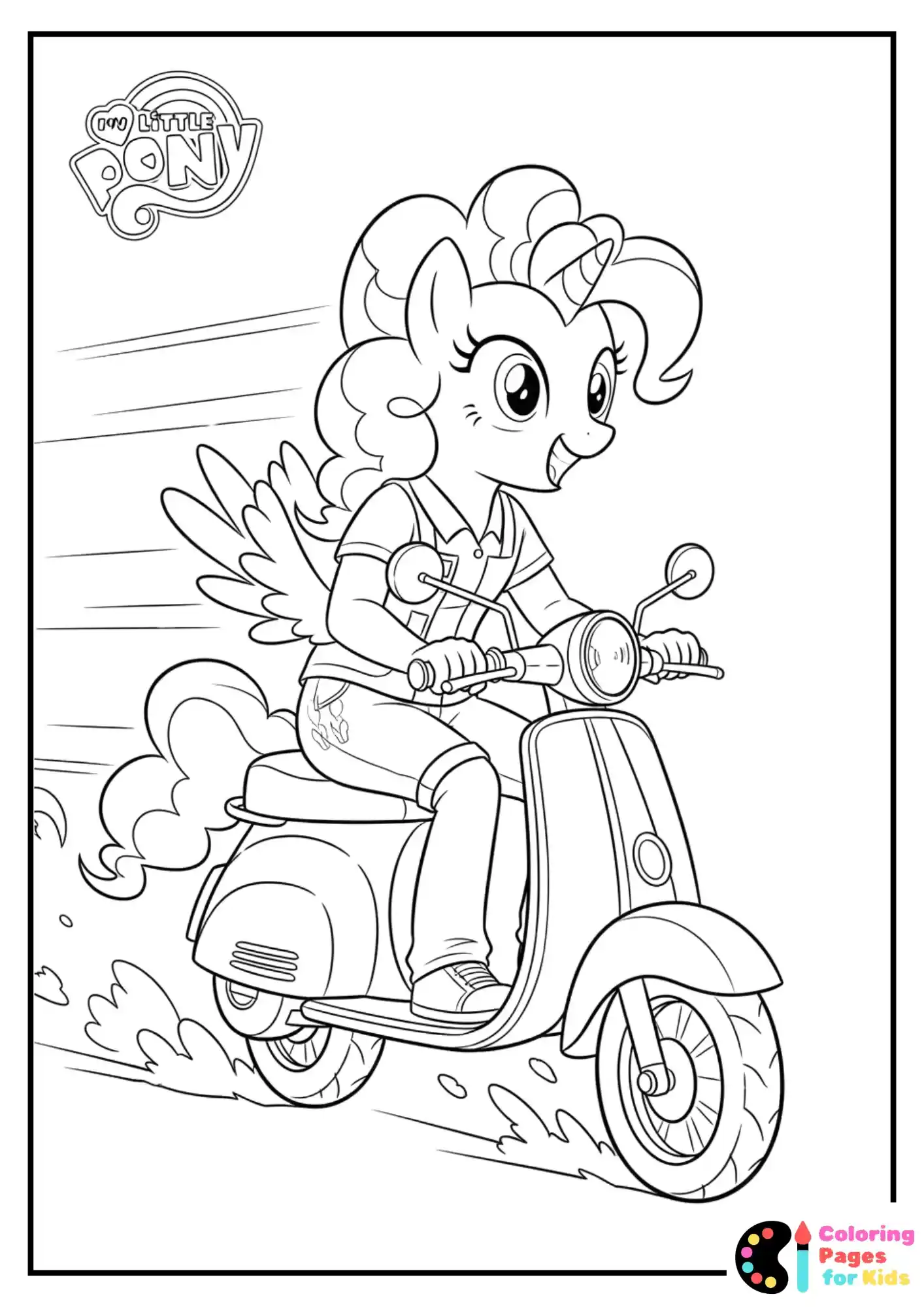 pinkie pie riding scooter coloring sheet