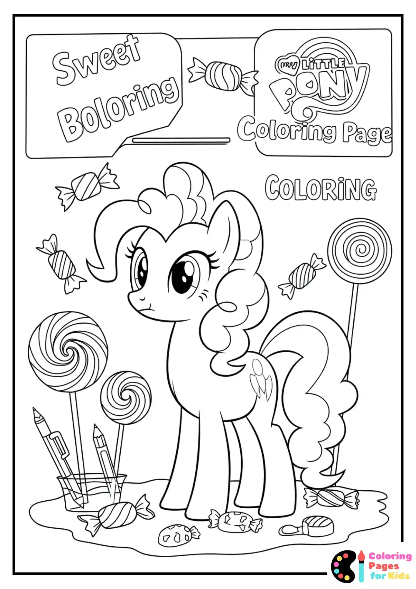 pinkie pie with candy coloring page