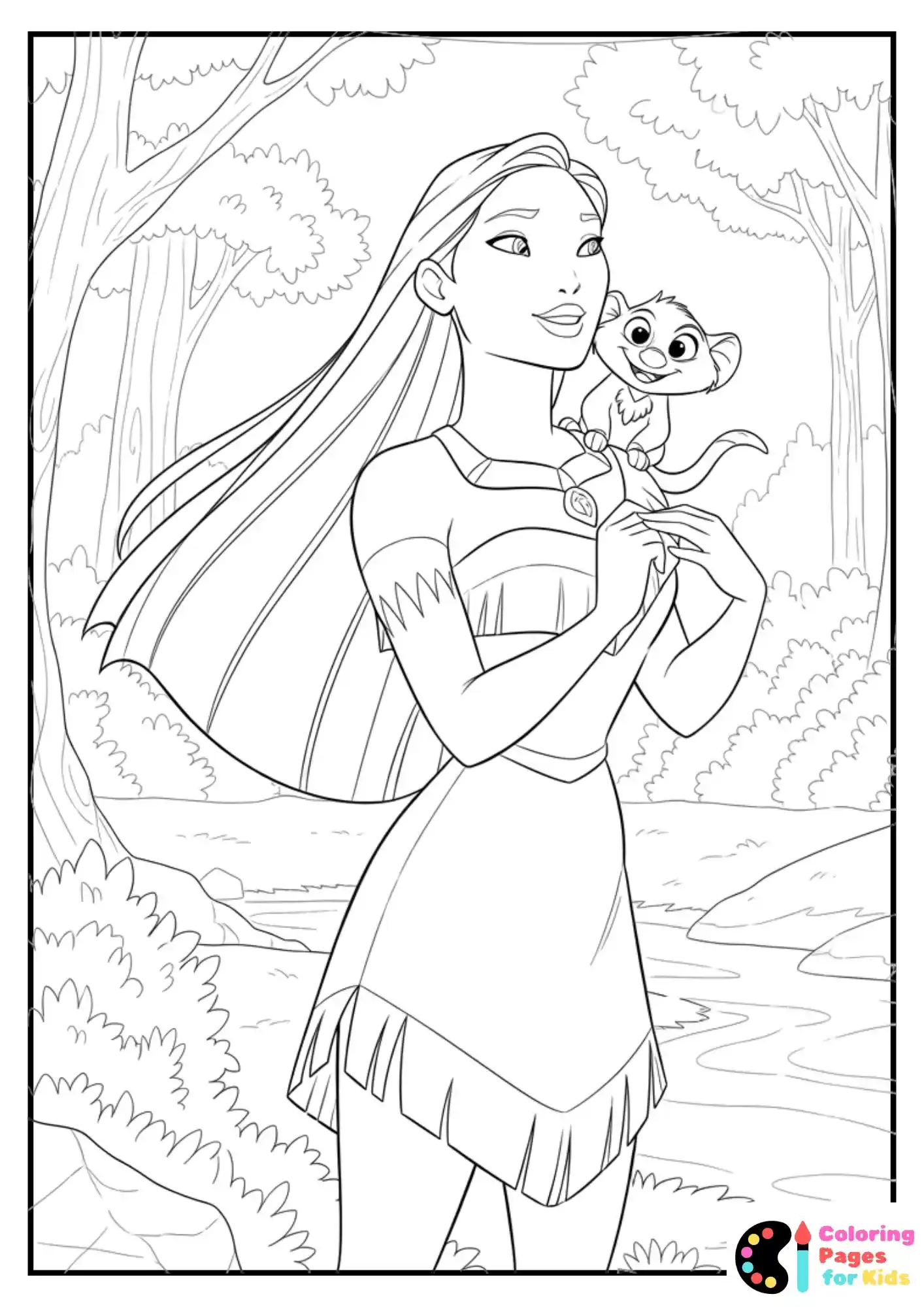 pocahontas with meeko coloring sheet