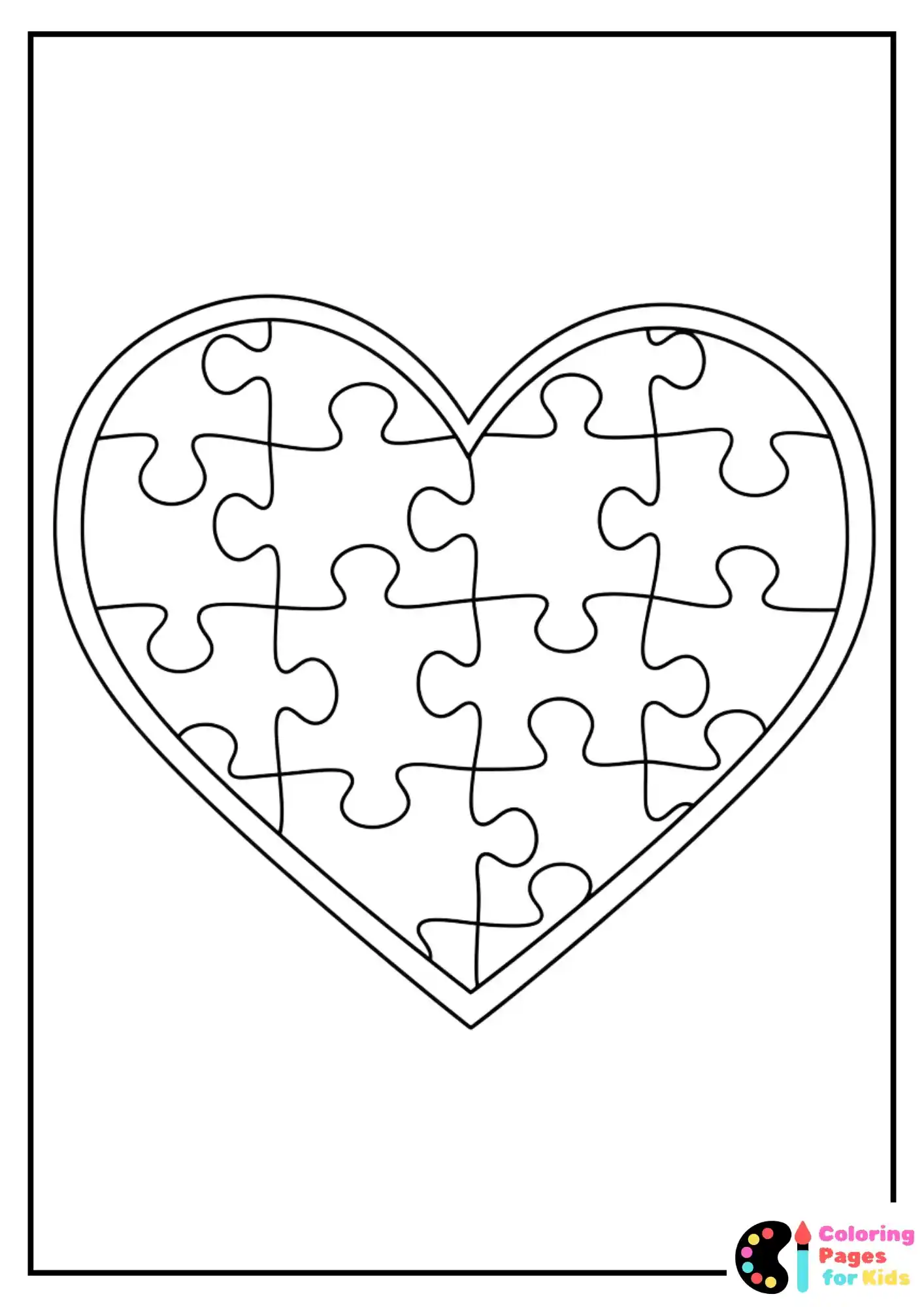 puzzle piece heart coloring sheet