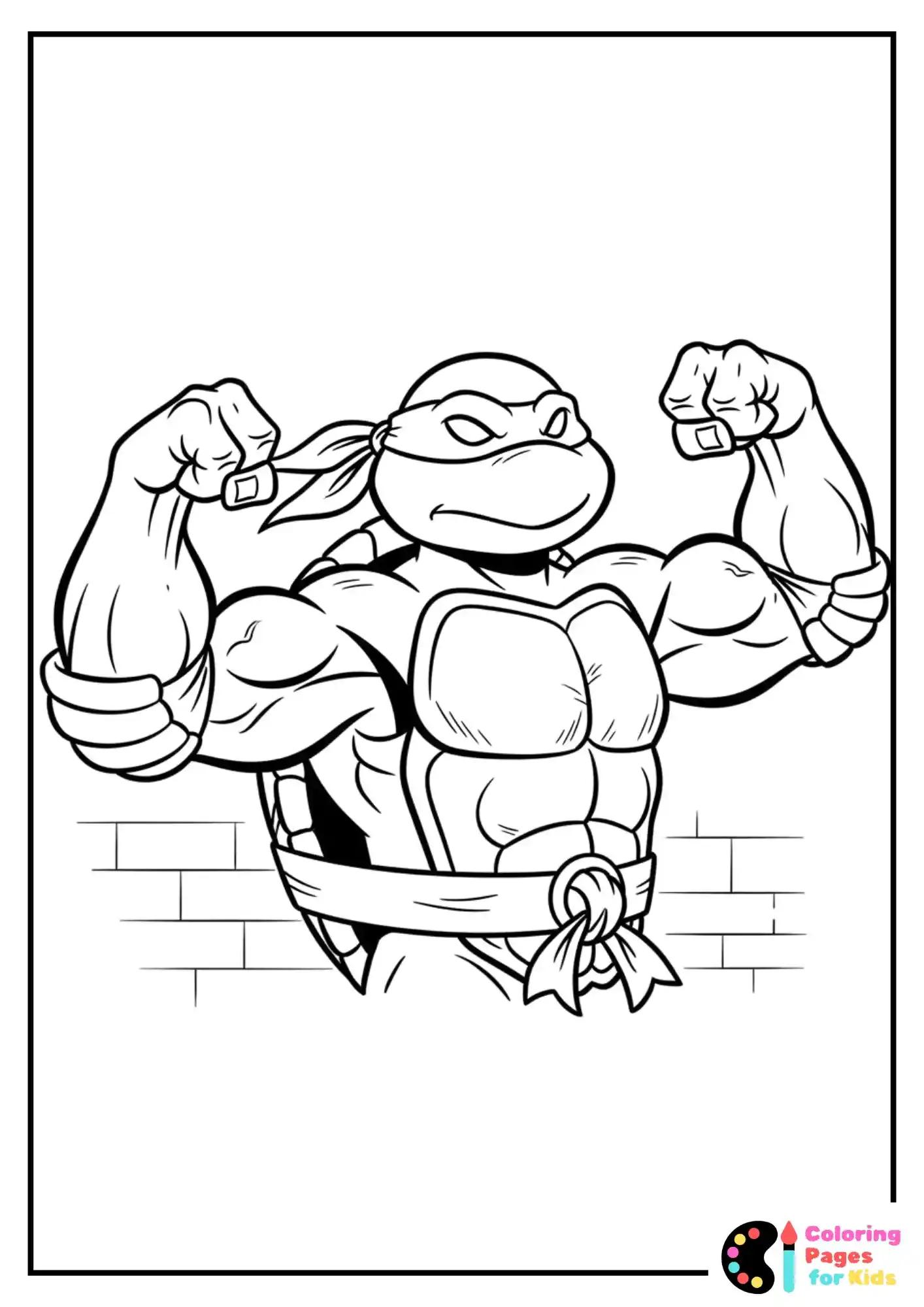 Ninja Turtles Coloring Pages for Kids (Free PDF Printable) 11 raphael flexing muscles coloring page