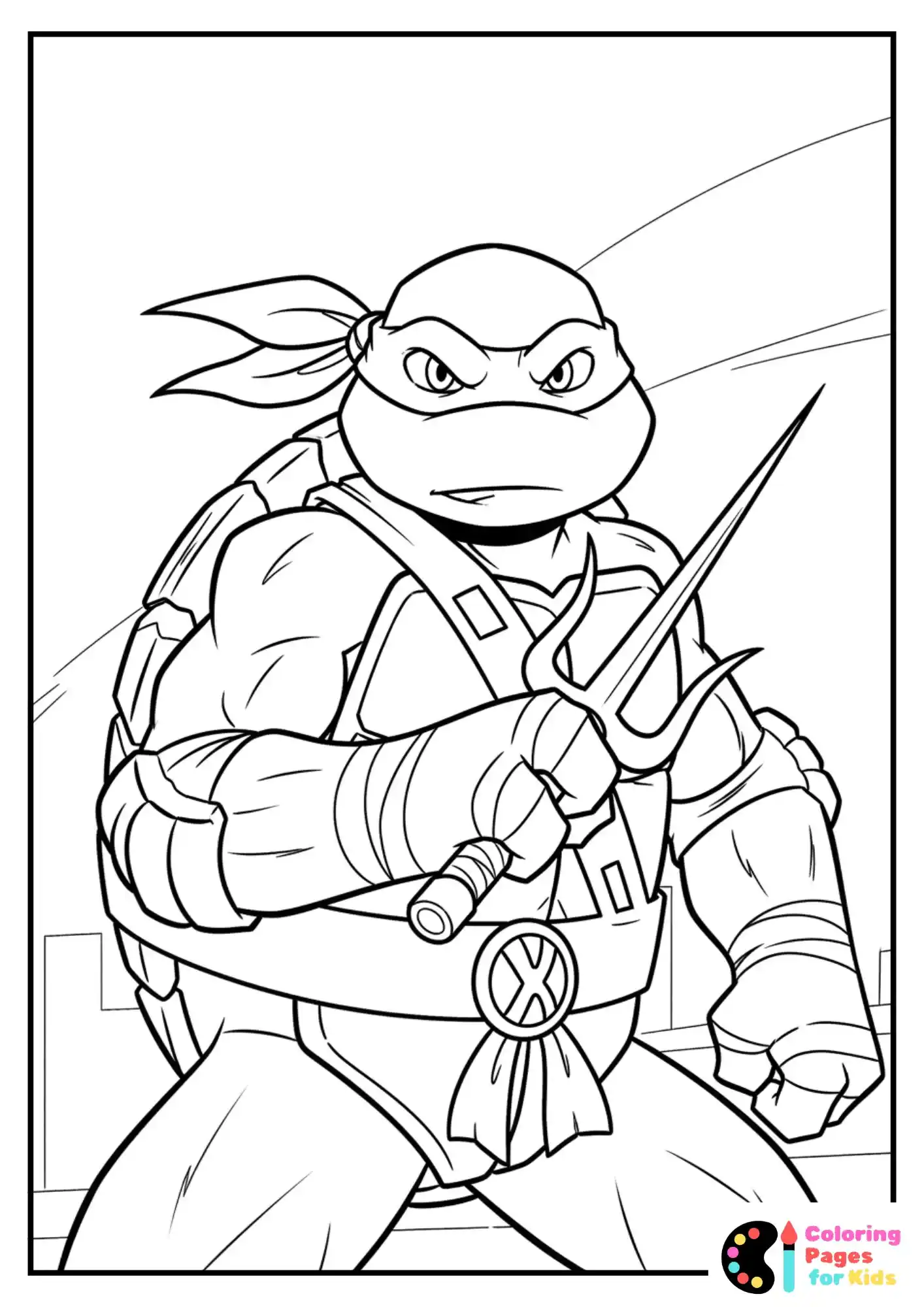 Ninja Turtles Coloring Pages for Kids (Free PDF Printable) 9 raphael with sai coloring page for kids