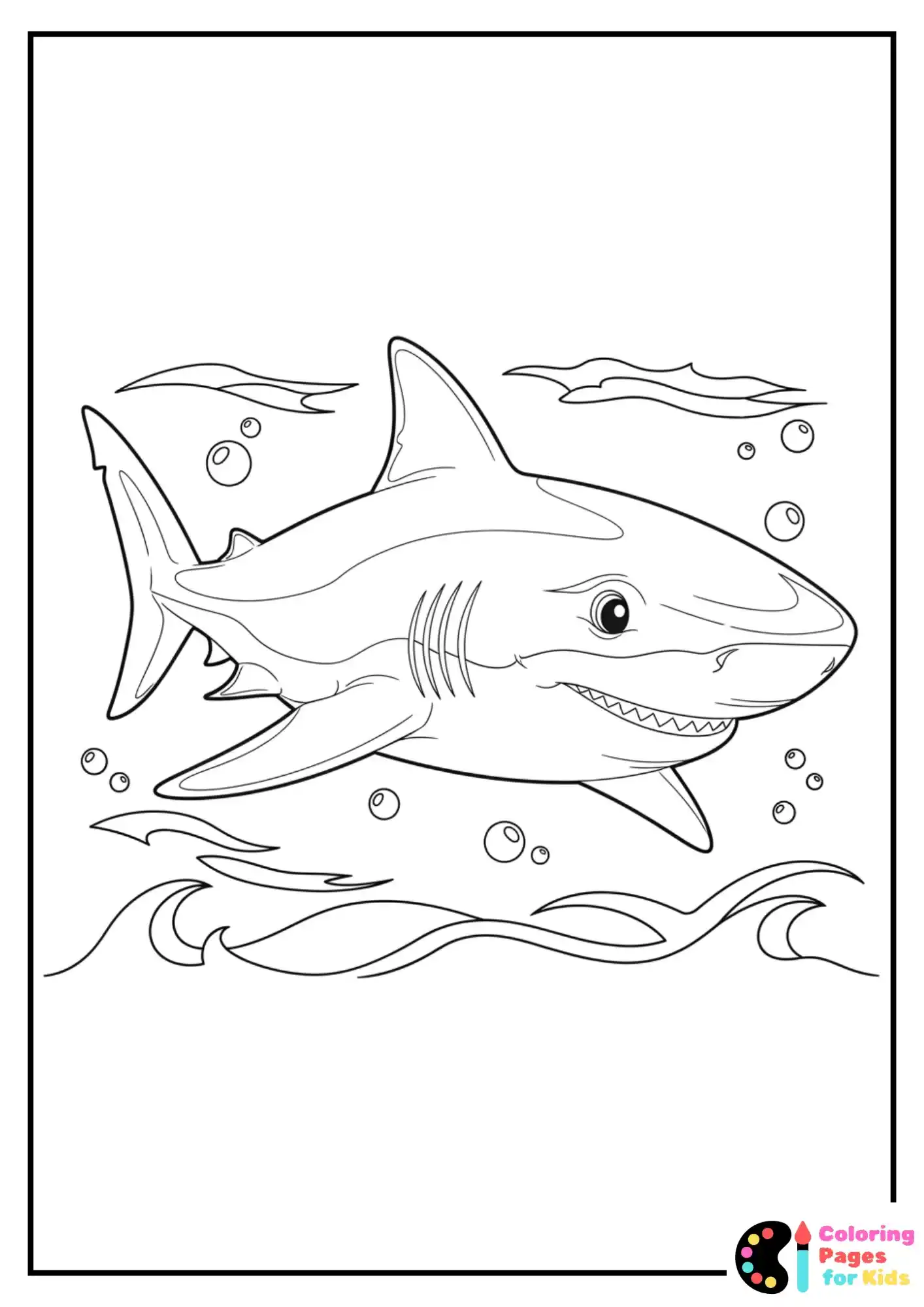 realistic shark coloring page for kids