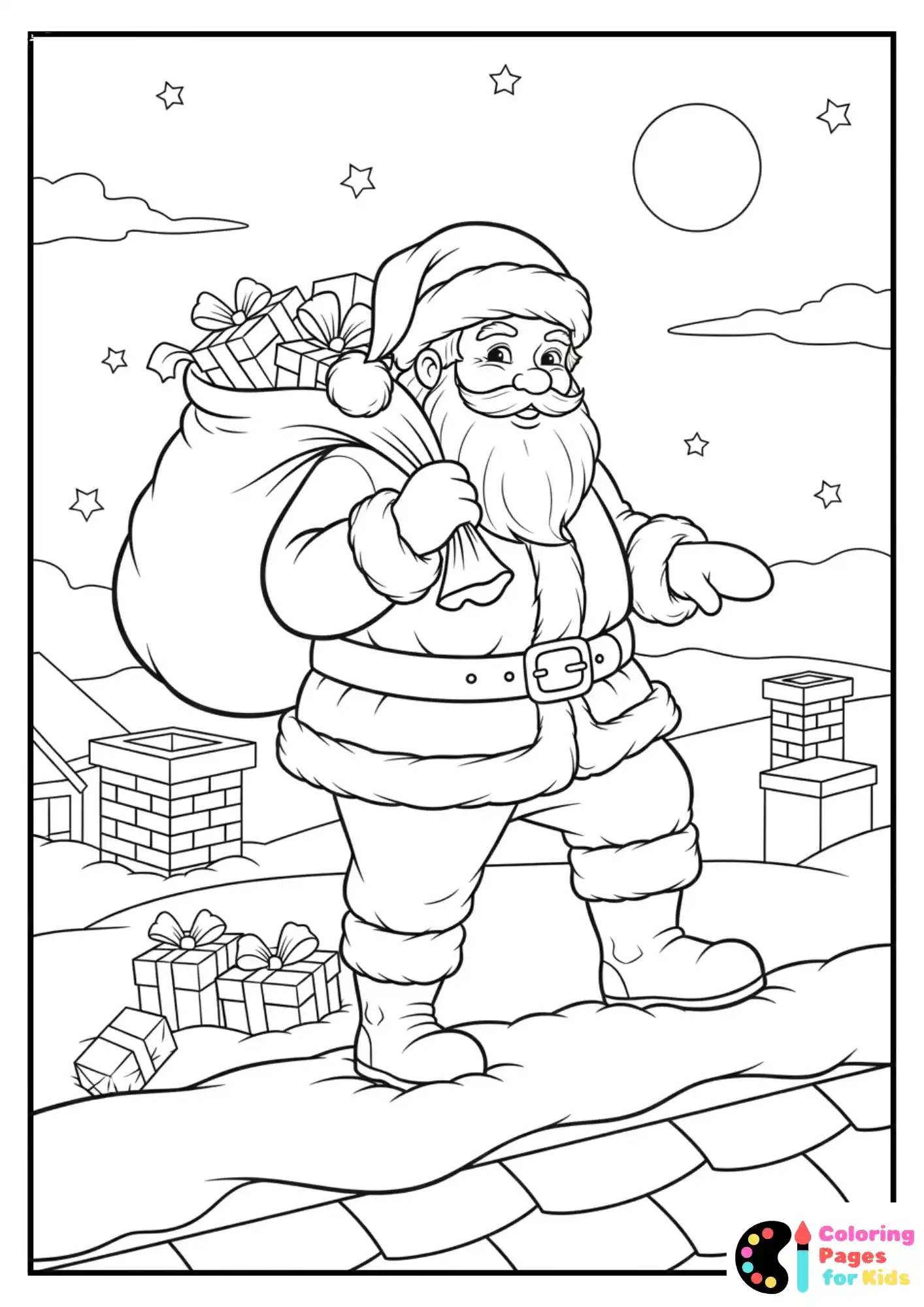 santa delivering gifts at night