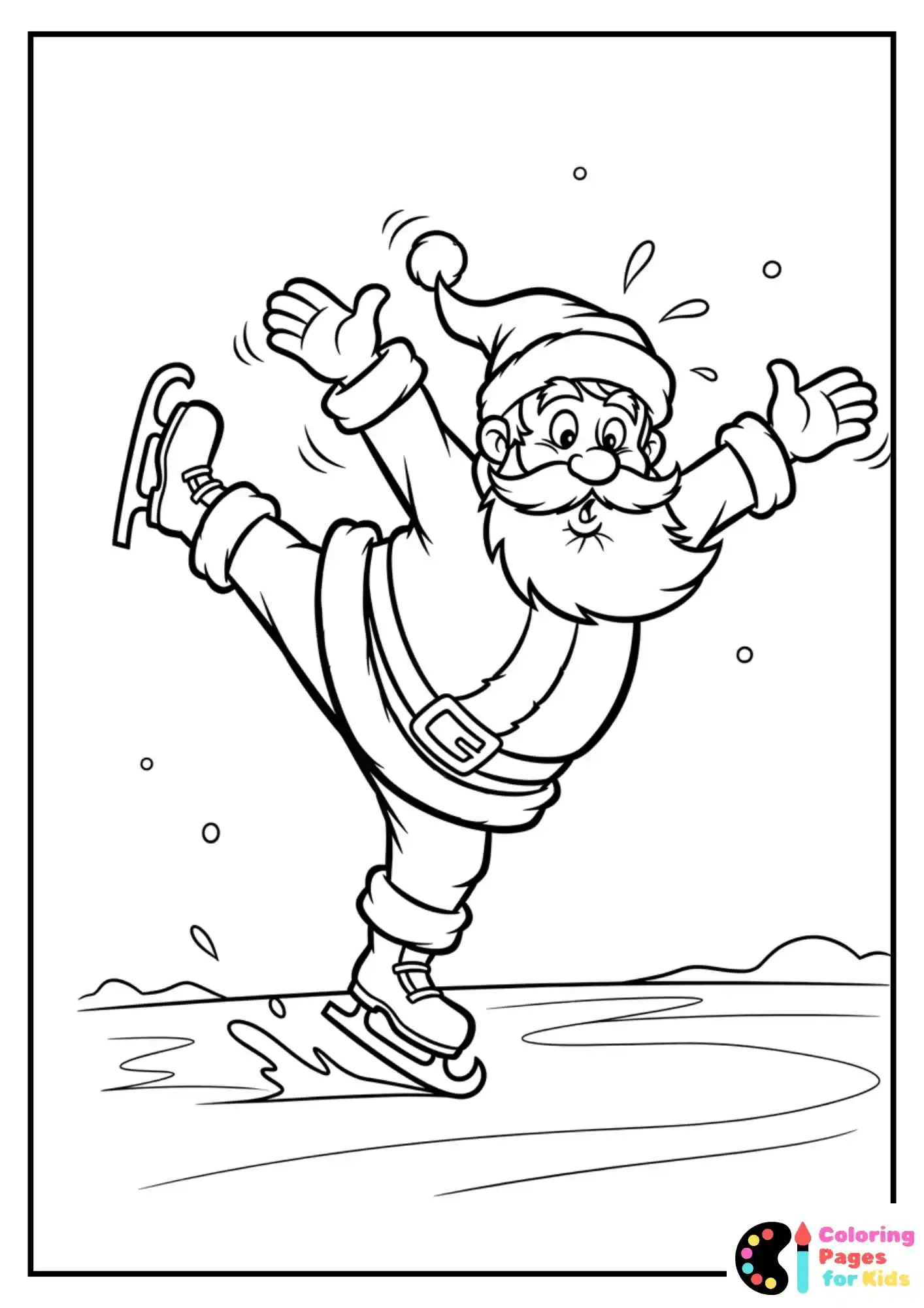 santa ice skating coloring sheet