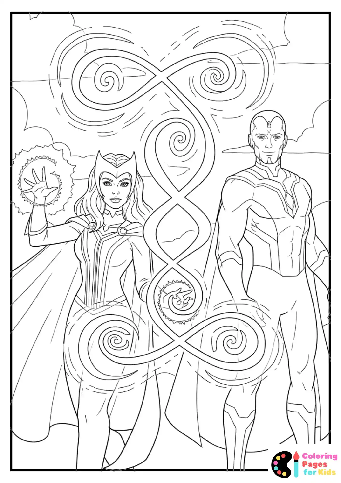 scarlet witch and vision coloring sheet