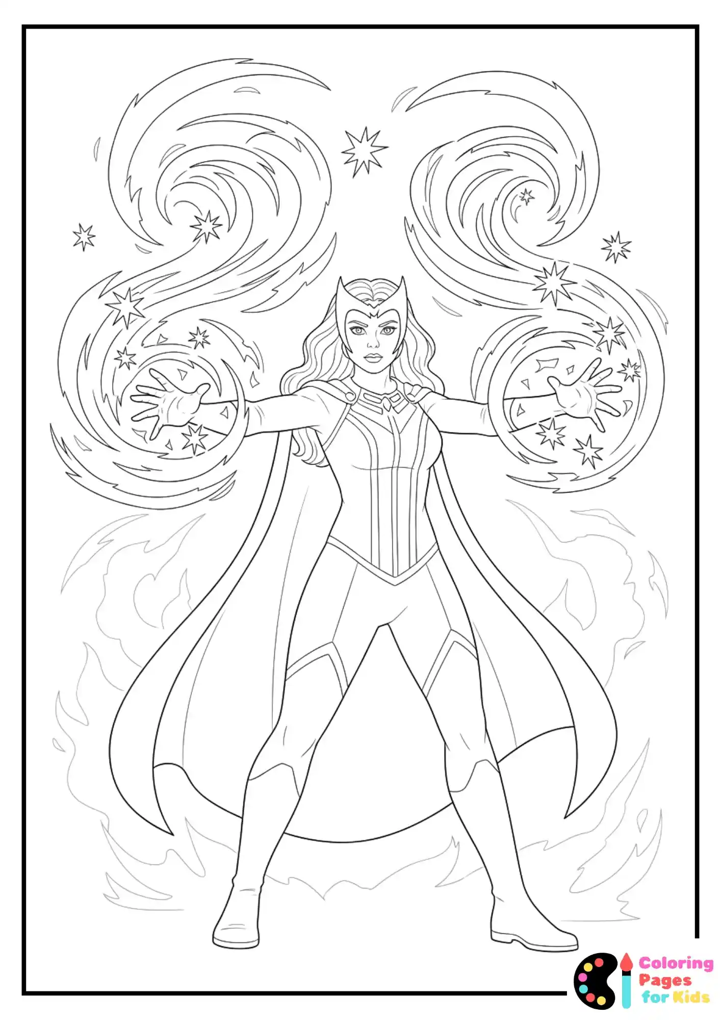 scarlet witch magic hands coloring sheet