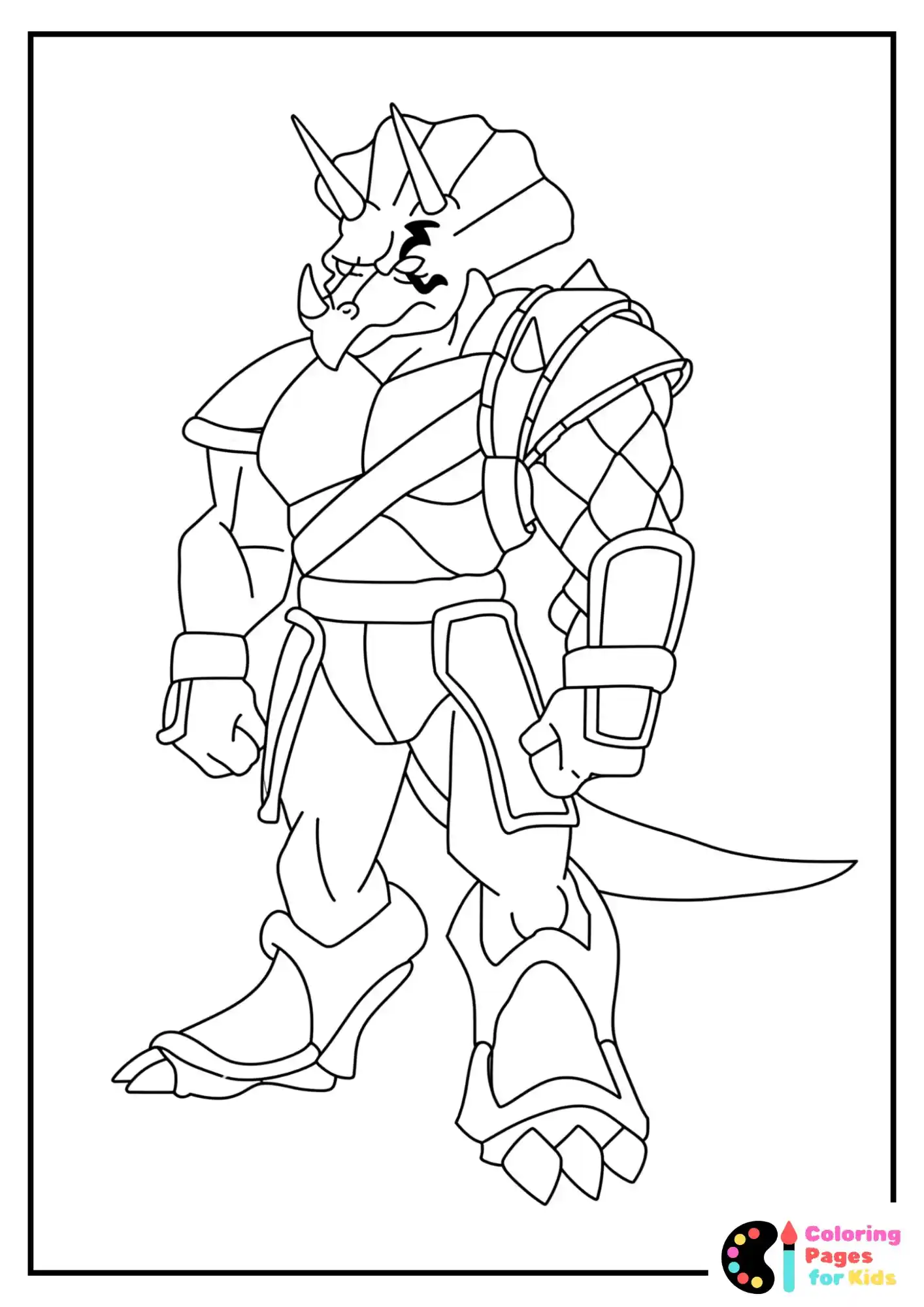 Ninja Turtles Coloring Pages for Kids (Free PDF Printable) 6 simple traximus coloring page for kids