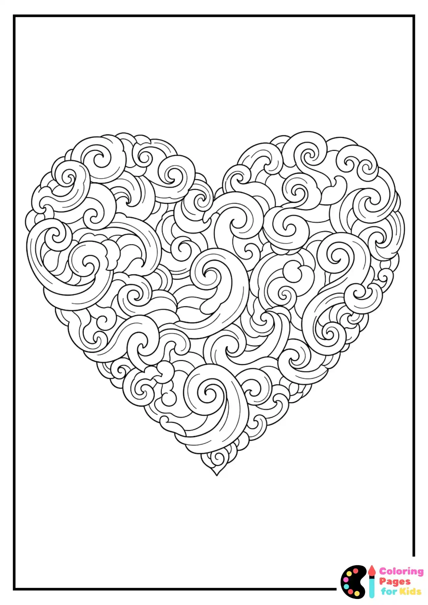 smoke swirl heart coloring sheet