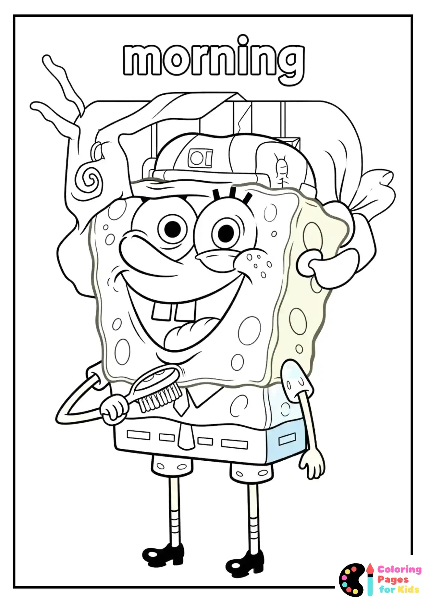 spongebob brushing teeth coloring page