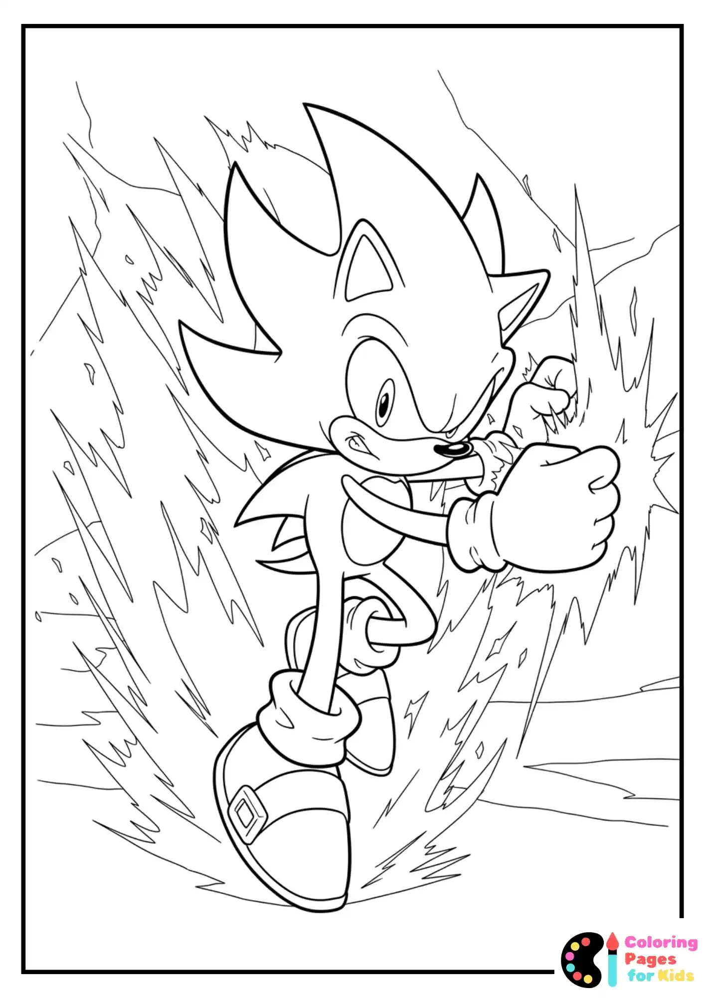 super sonic charging energy coloring page