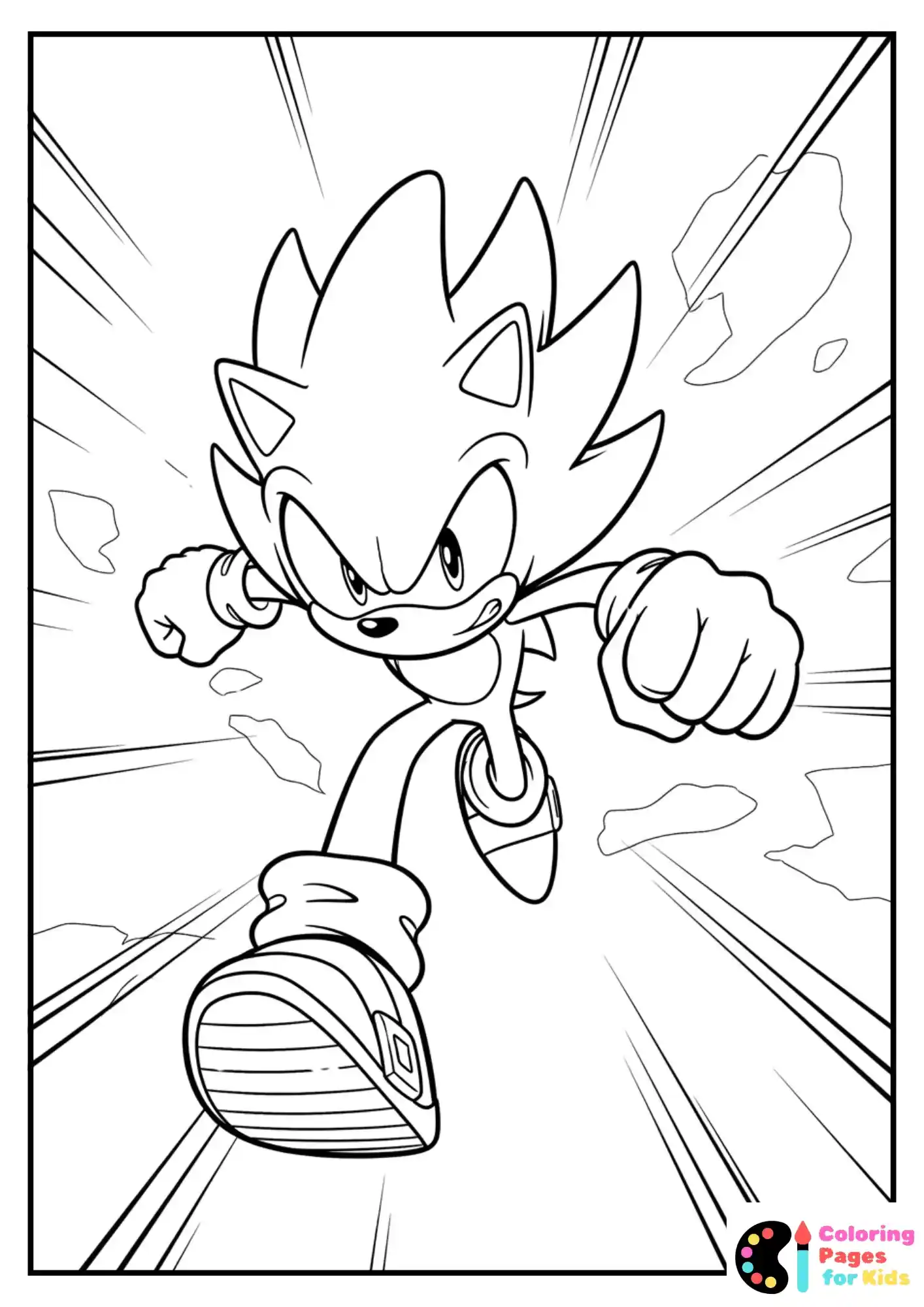 super sonic dashing forward coloring sheet