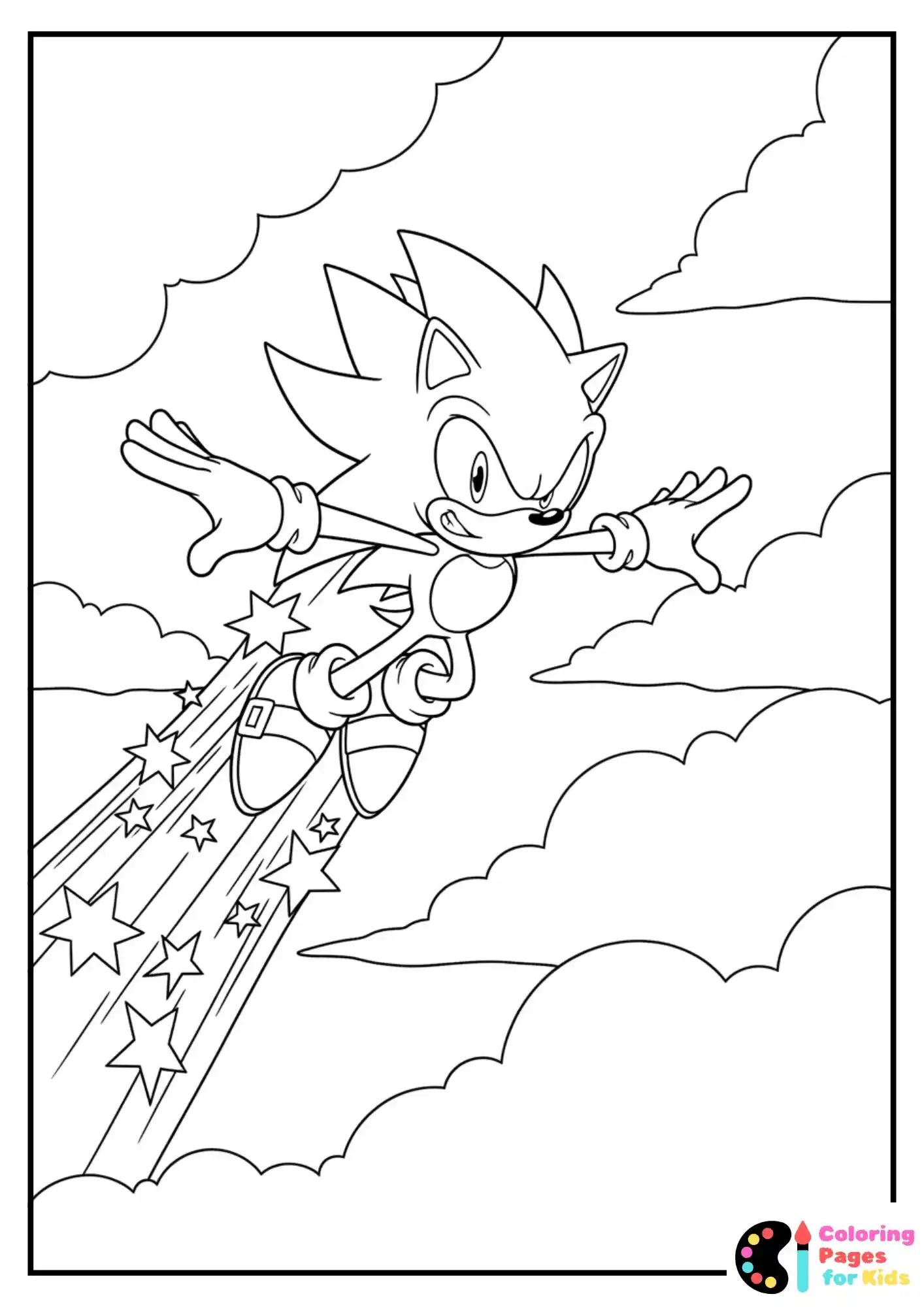 super sonic flying in the sky coloring sheet