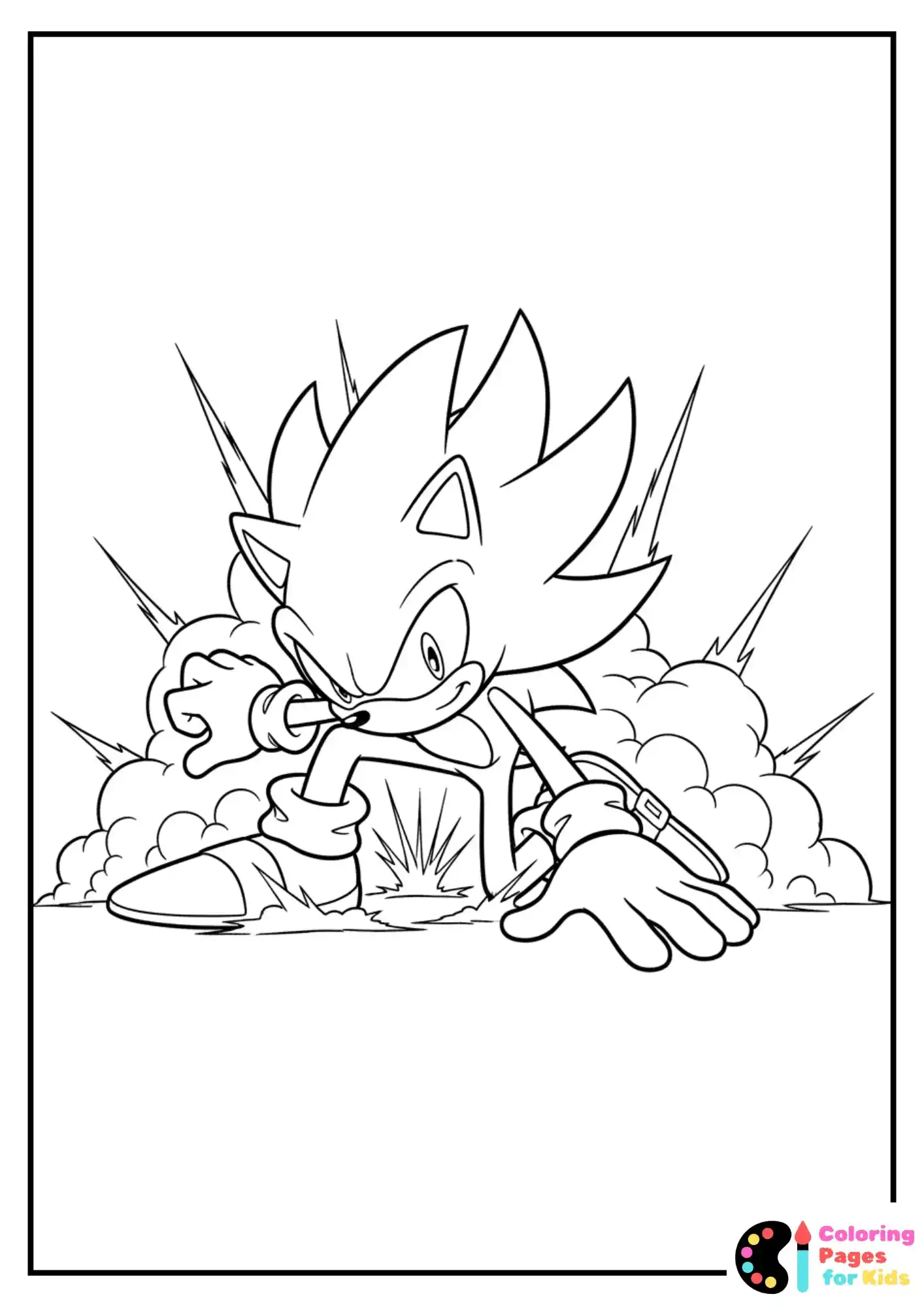 super sonic landing hero pose coloring page