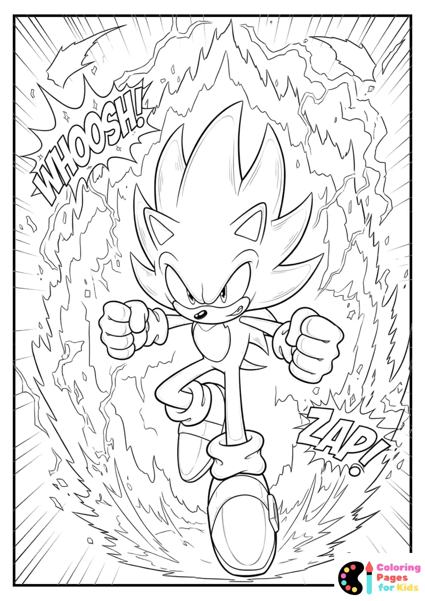 super sonic powering up coloring sheet