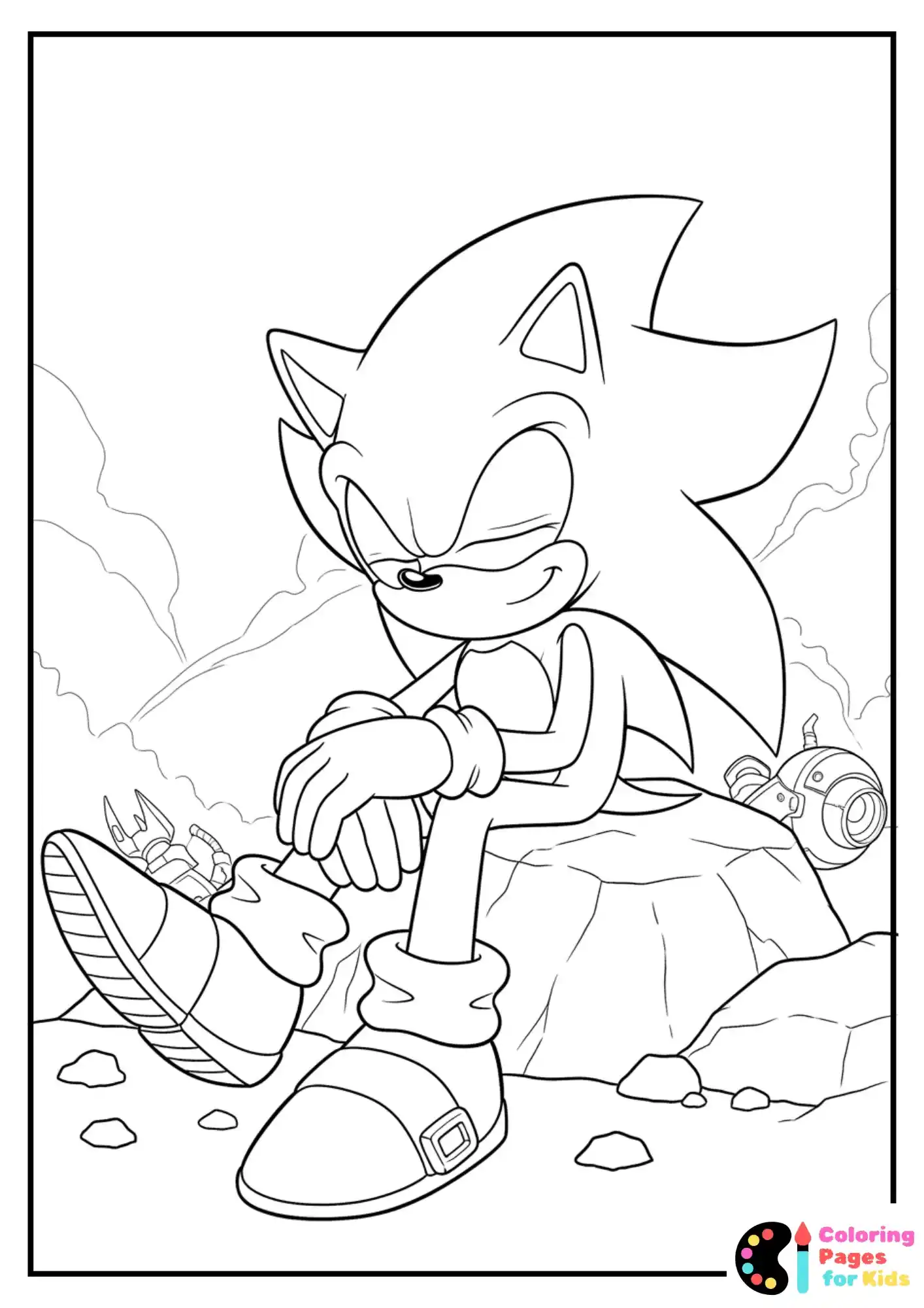 super sonic resting after battle coloring sheet