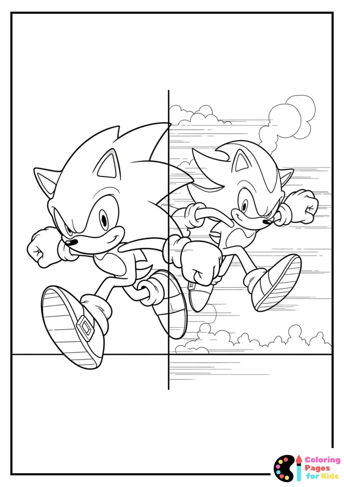 super sonic running beside shadow