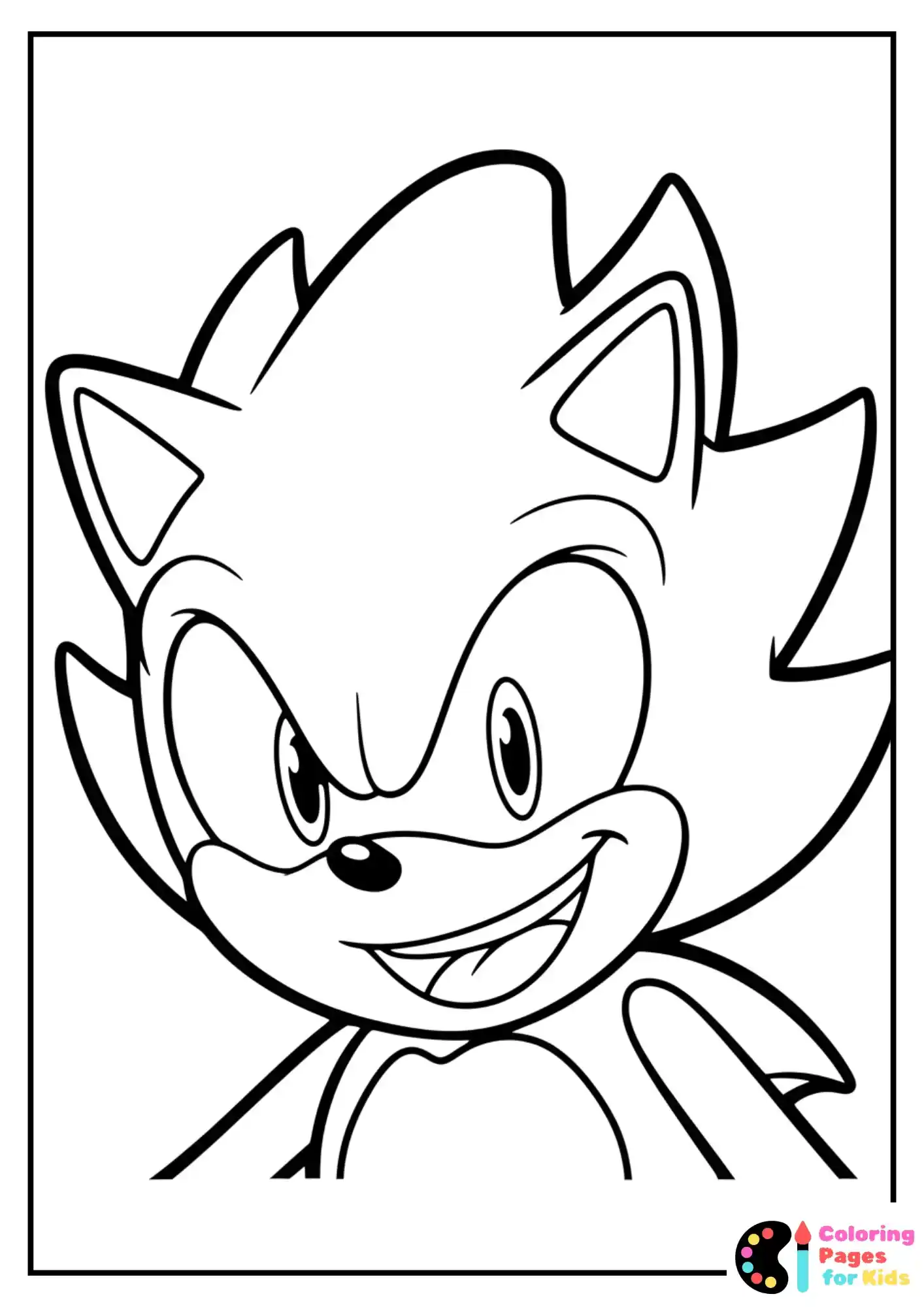 super sonic smiling face close-up coloring sheet