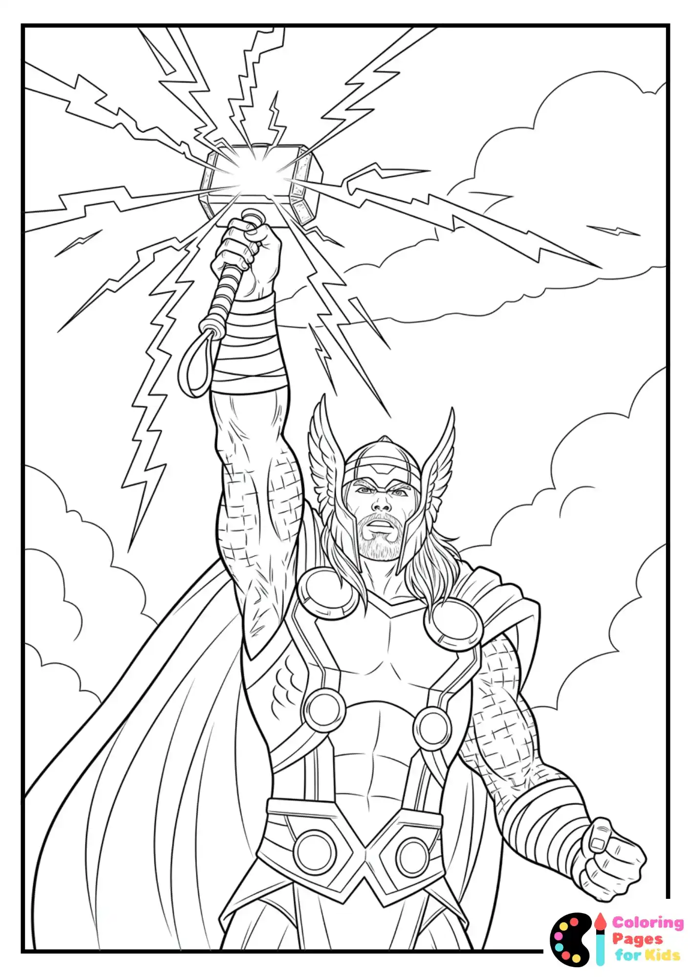 thor summoning lightning coloring page