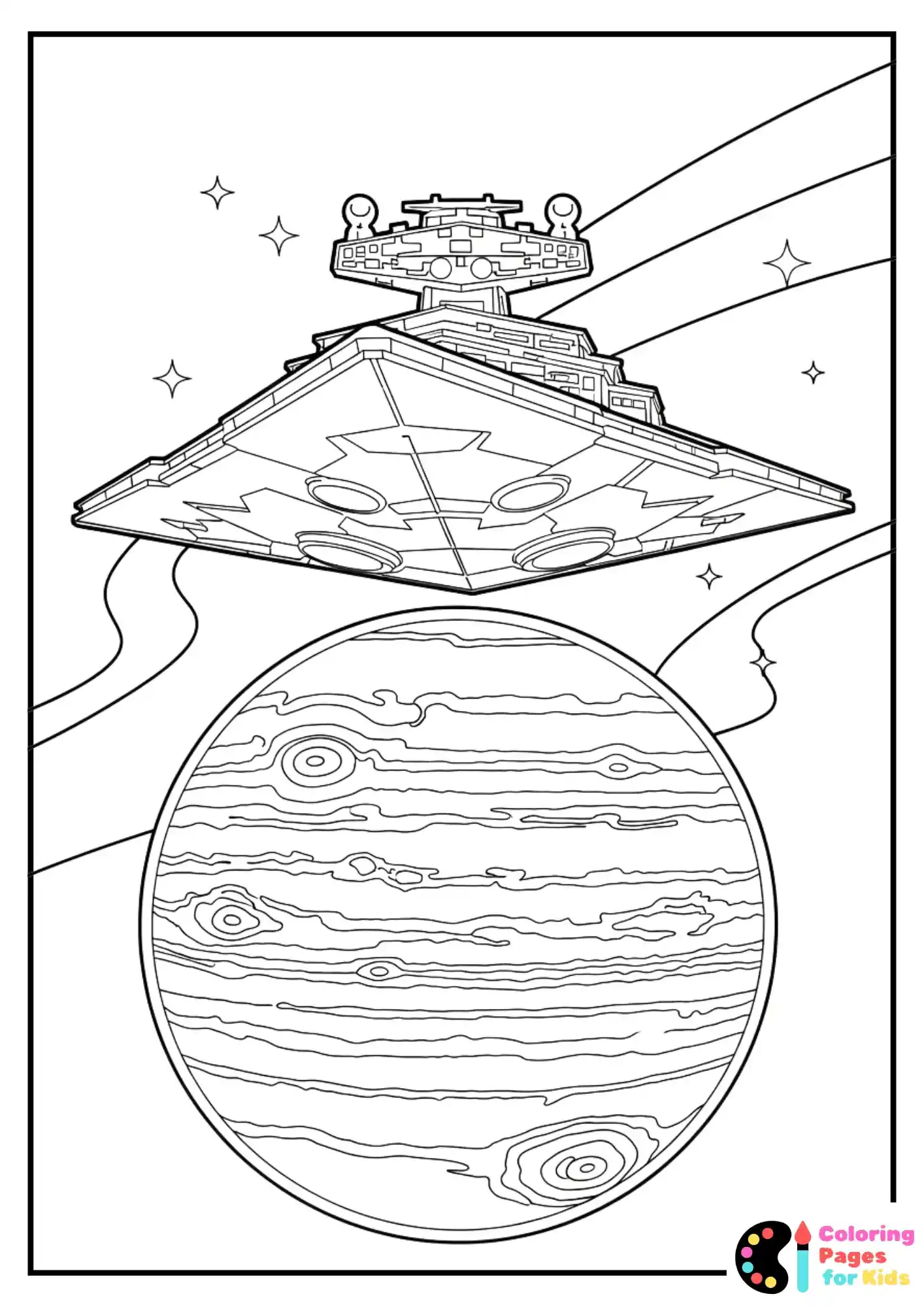 battleship silhouette in space coloring sheet