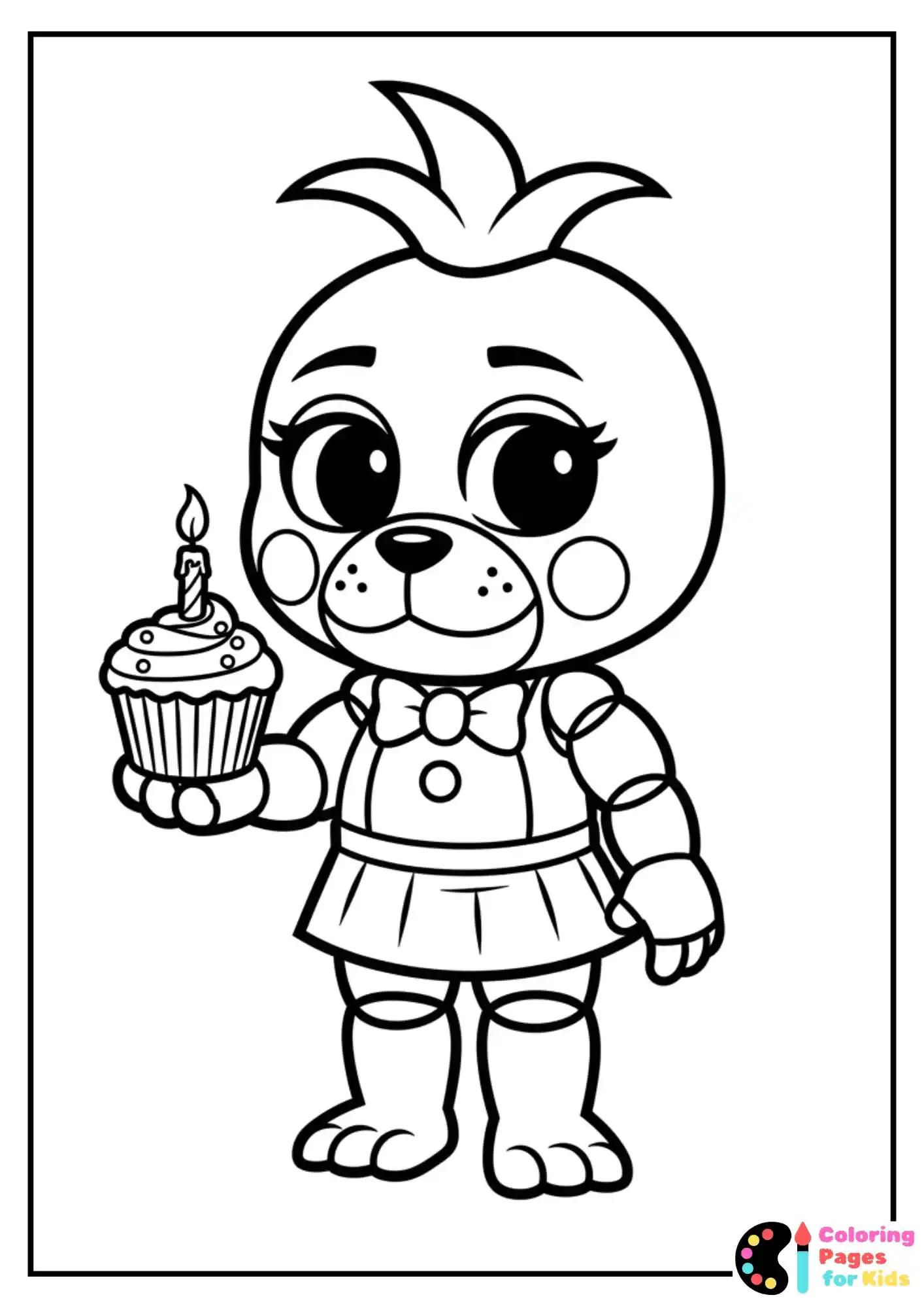 chibi chica cupcake coloring sheet