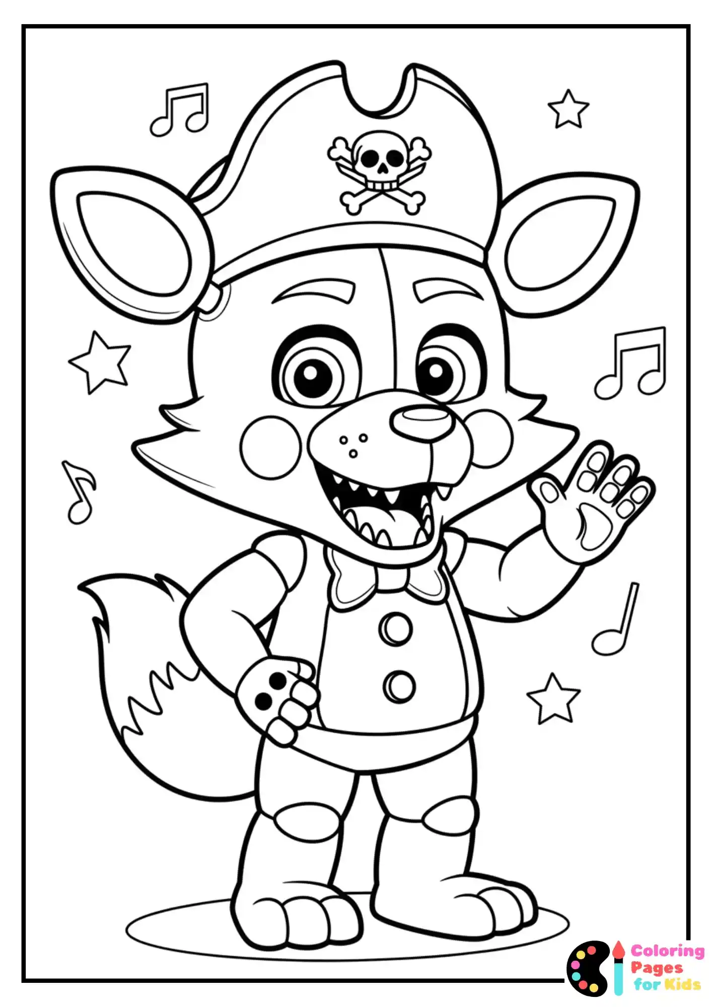chibi foxy pirate coloring page