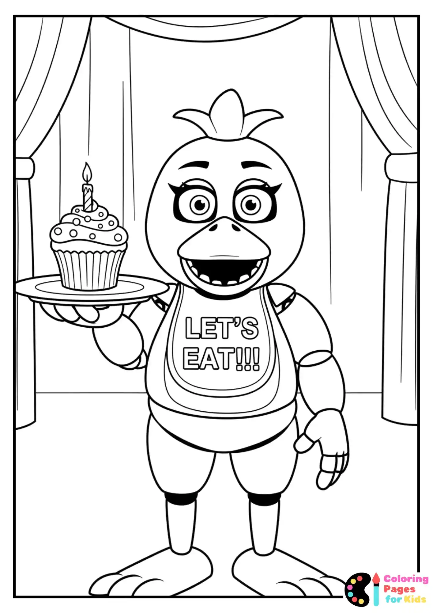 chica cupcake plate coloring page