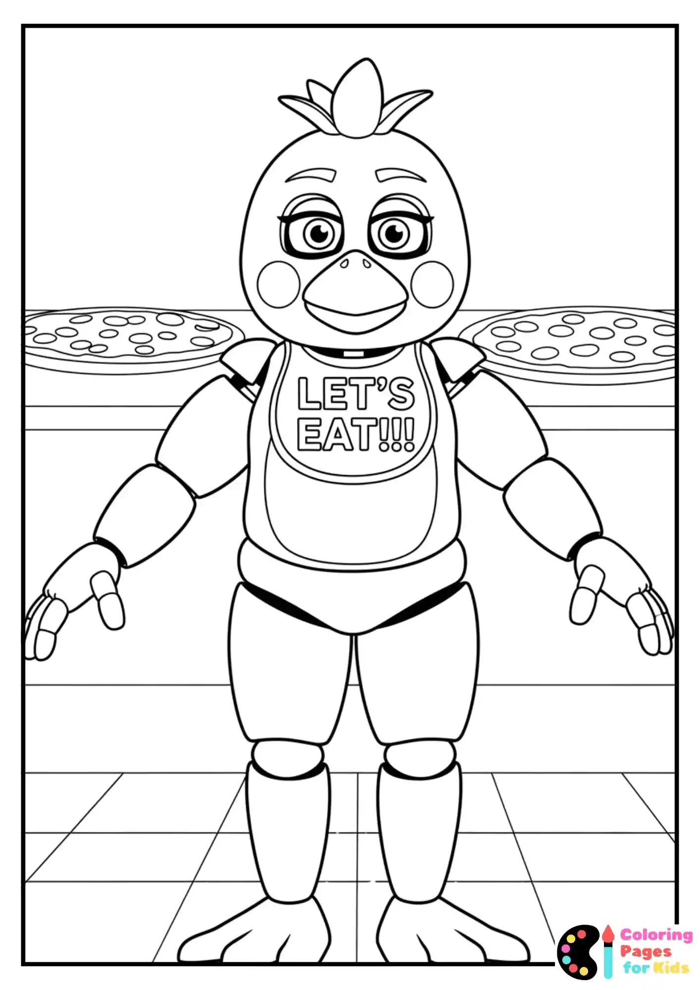 chica in kitchen coloring page