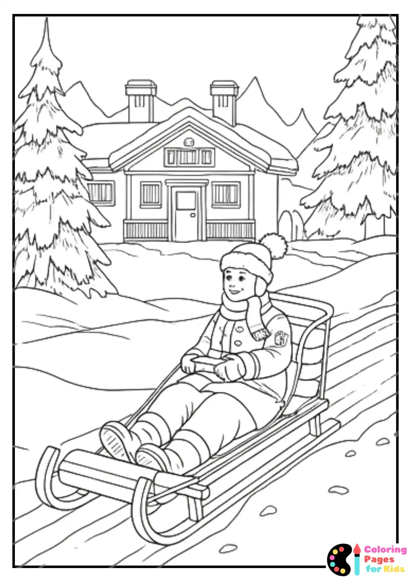 dog pulling sled coloring sheet