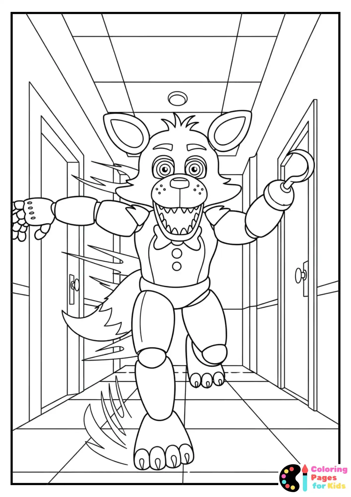 foxy running hallway coloring sheet