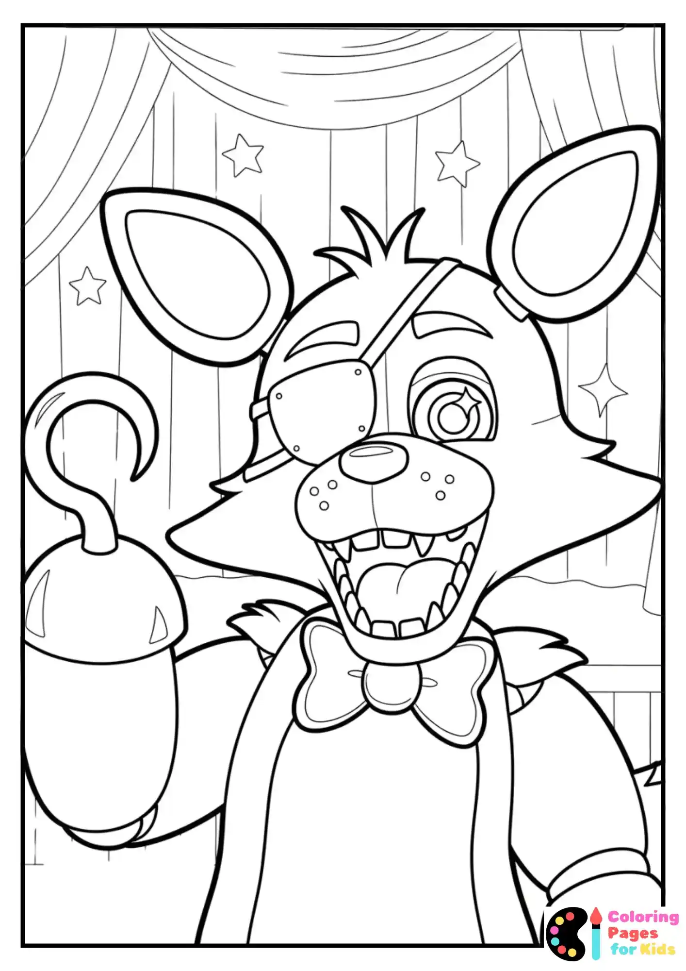 foxy waving hook coloring sheet