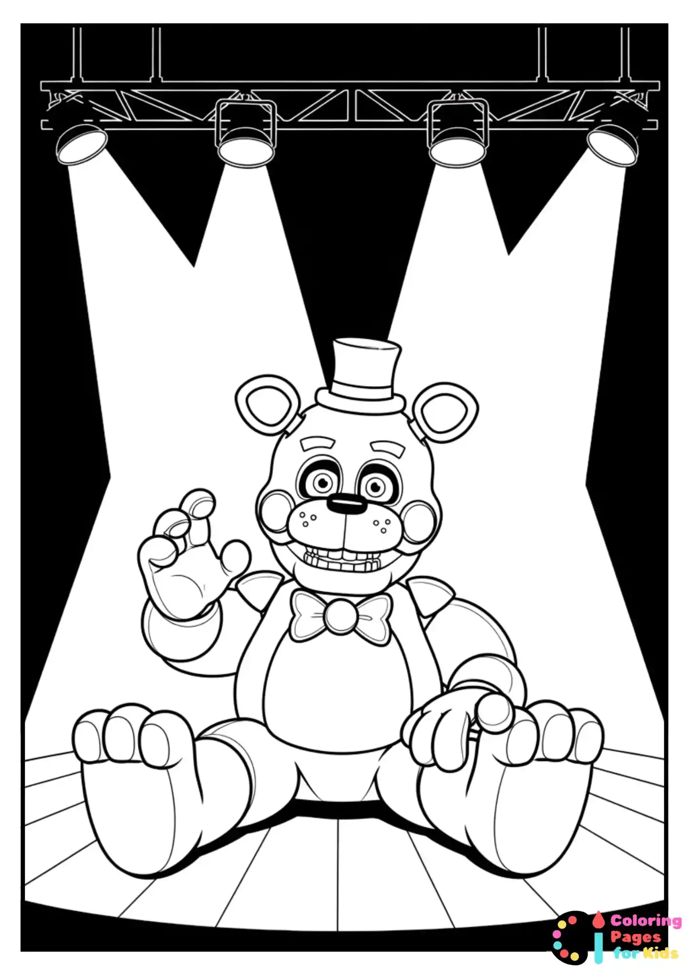 freddy on stage coloring page