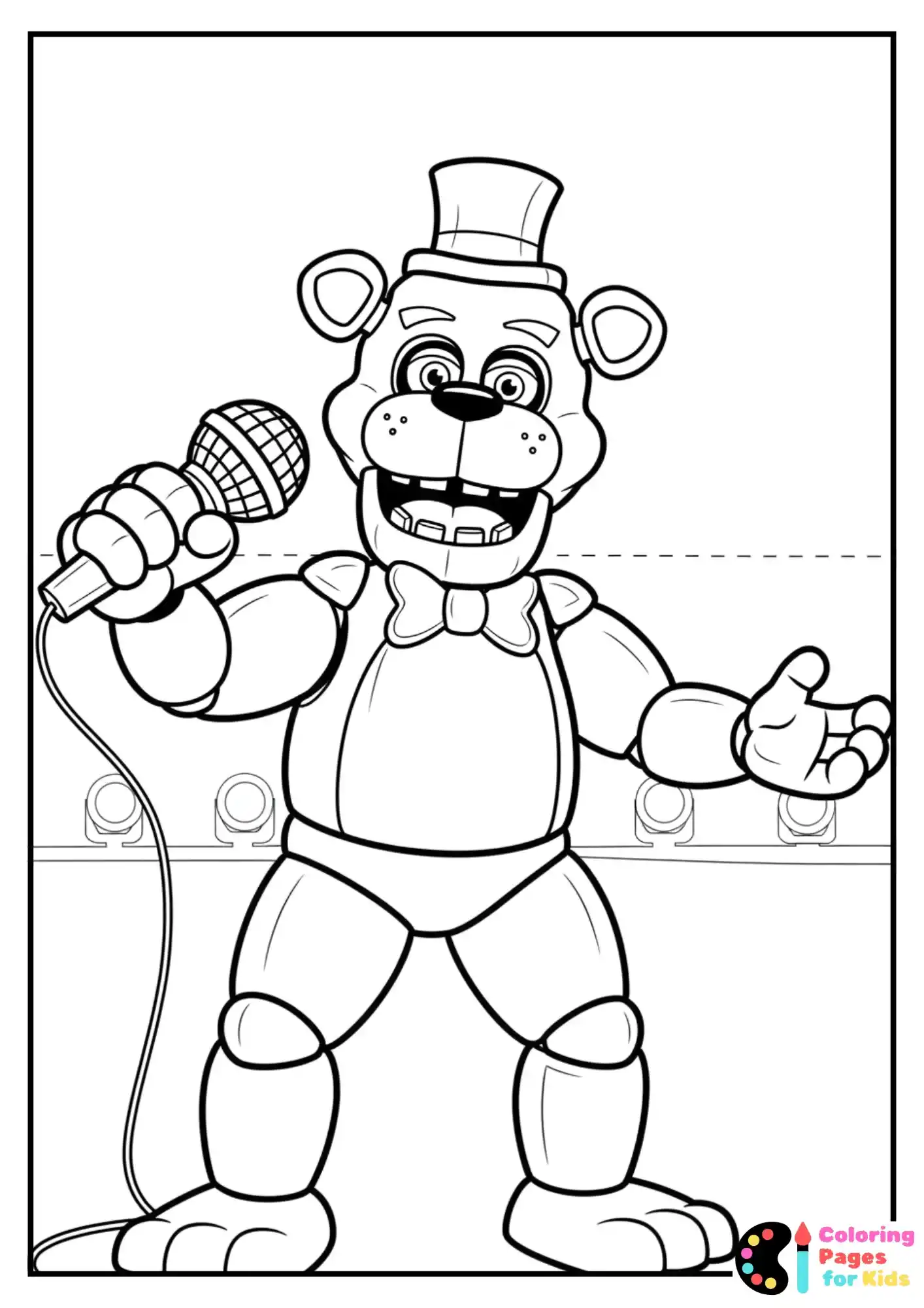 freddy with microphone coloring page