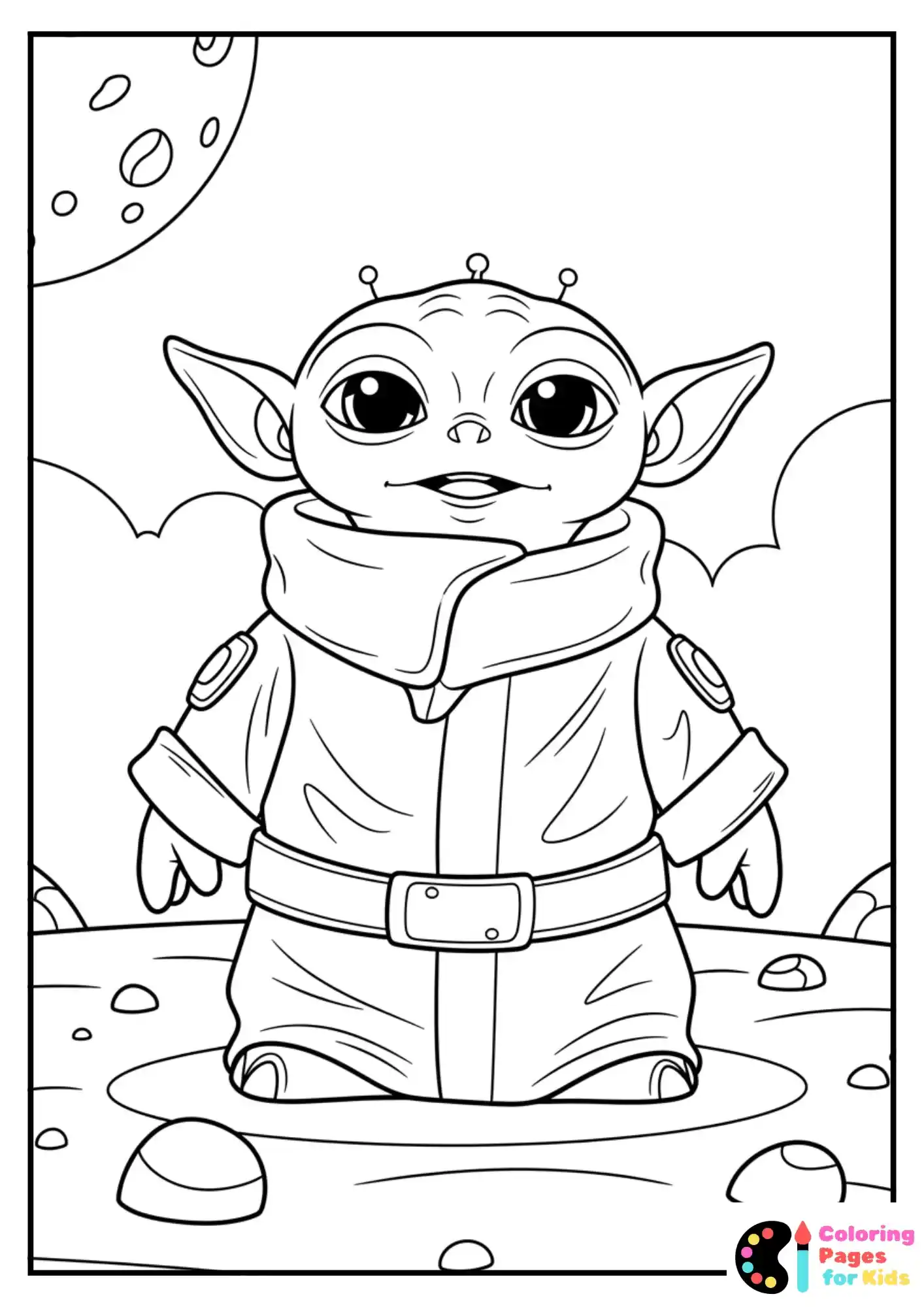 friendly cartoon alien coloring sheet