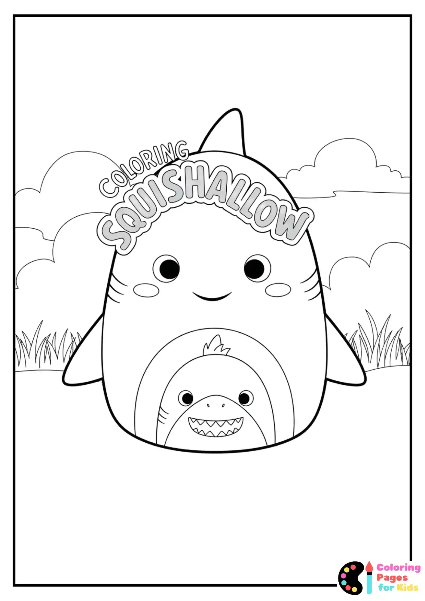 gordon the shark squishmallow coloring page
