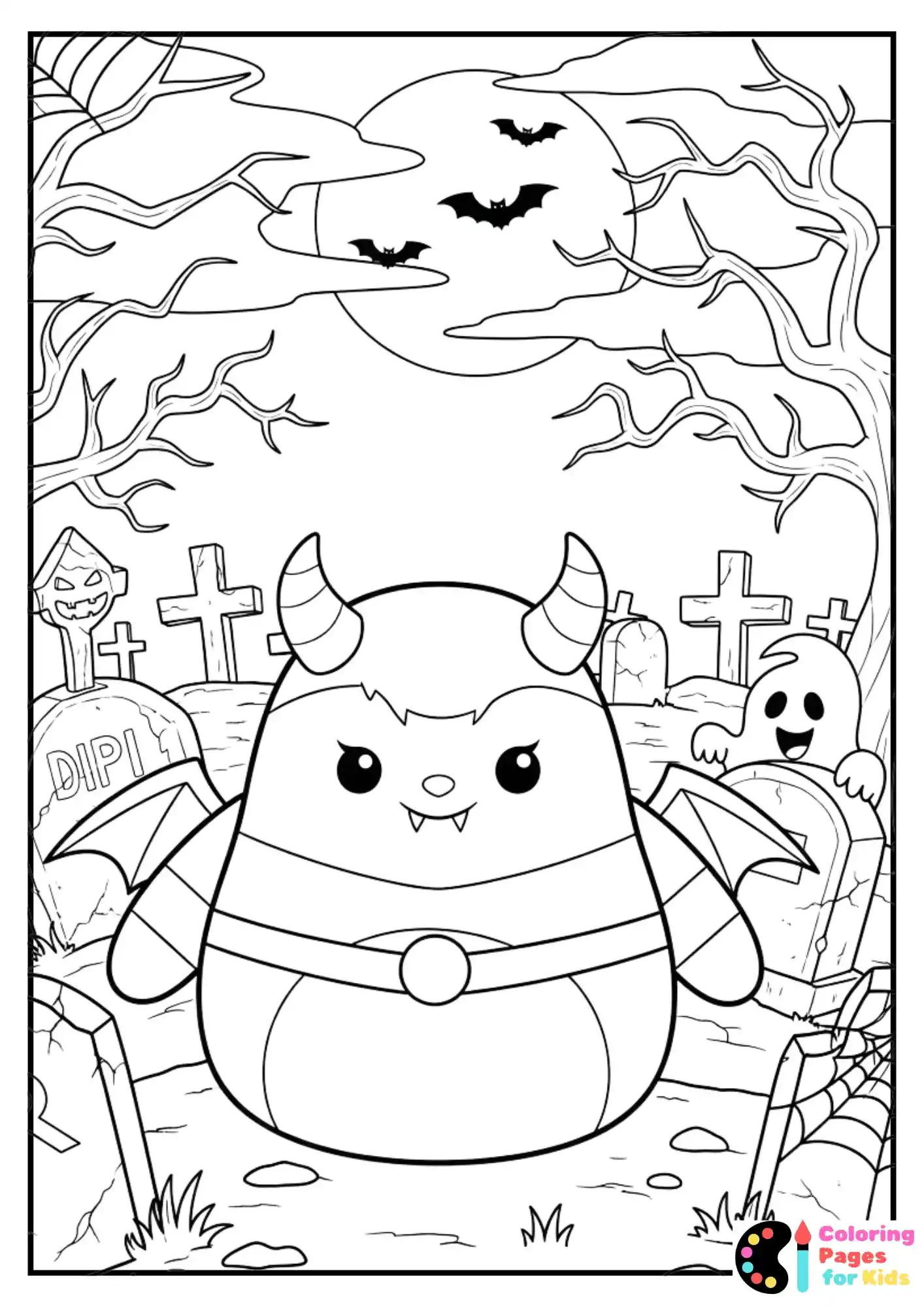 halloween dante the demon squishmallow coloring sheet